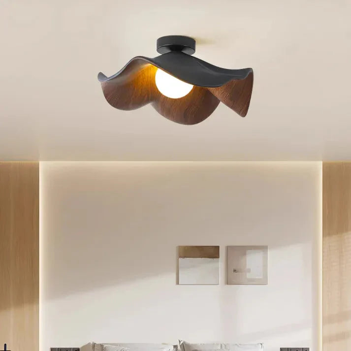 Nordic Lotus Design Ceiling Light | Wooden Resin LED Fixture