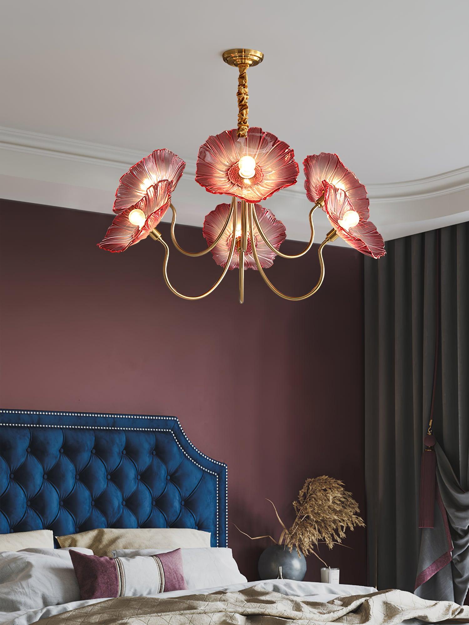 Artistic Glass Chandelier – Lotus Leaf Shape Hanging Ceiling Lamp