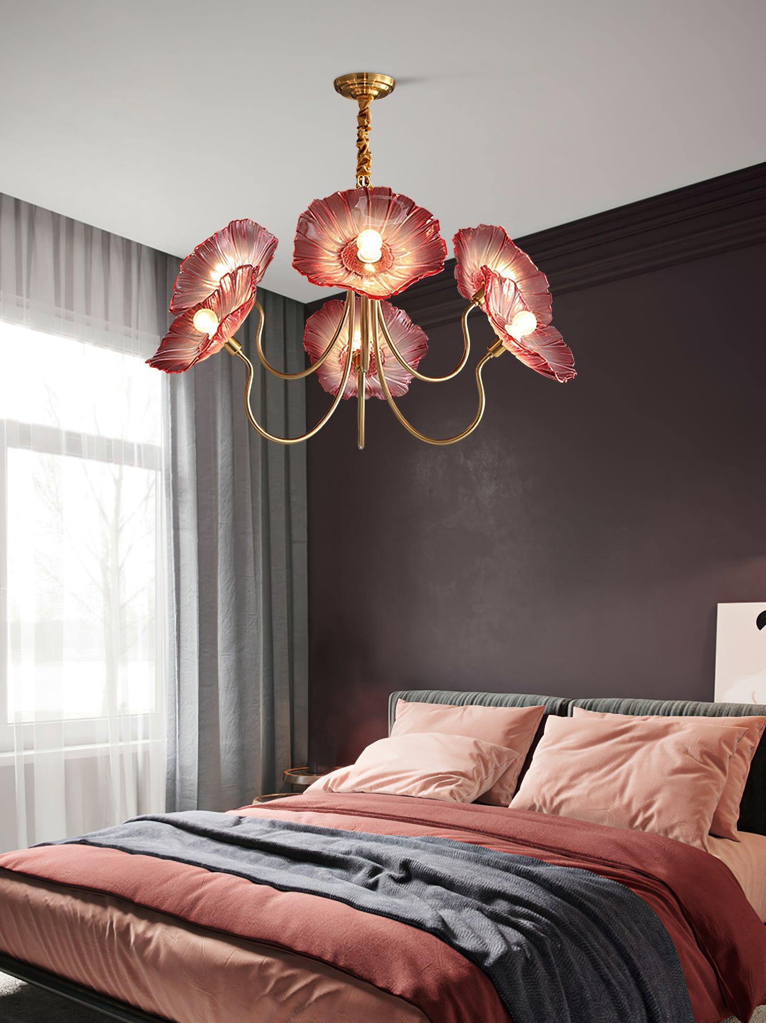 Artistic Glass Chandelier – Lotus Leaf Shape Hanging Ceiling Lamp