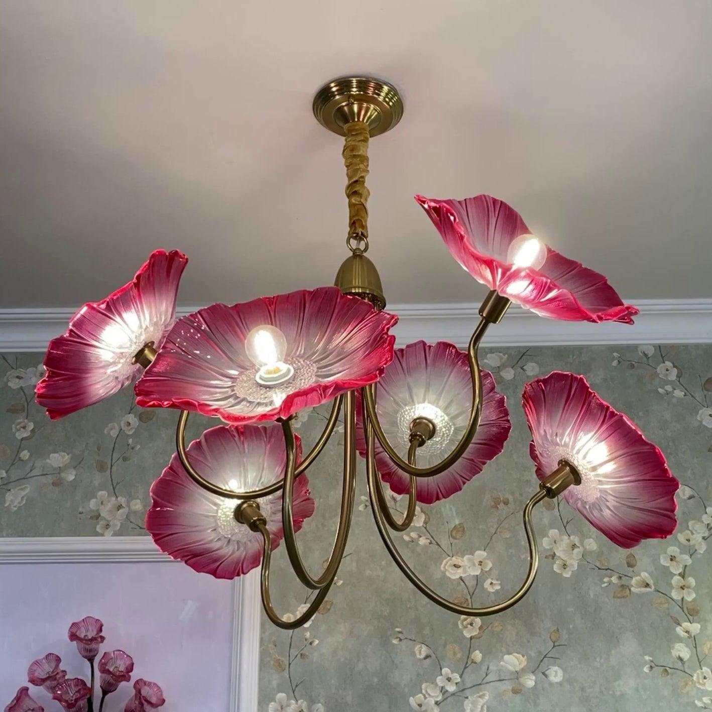 Artistic Glass Chandelier – Lotus Leaf Shape Hanging Ceiling Lamp
