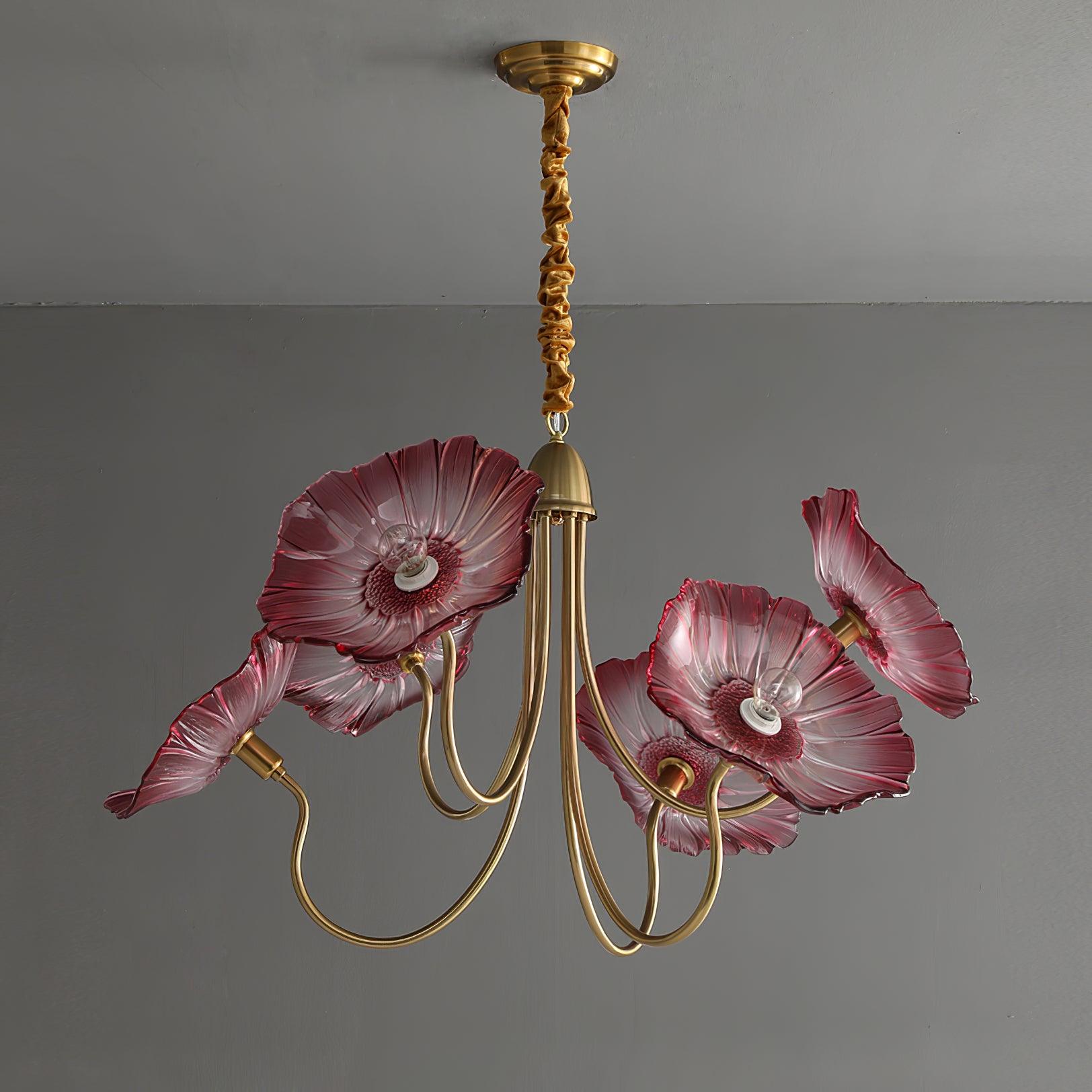 Artistic Glass Chandelier – Lotus Leaf Shape Hanging Ceiling Lamp