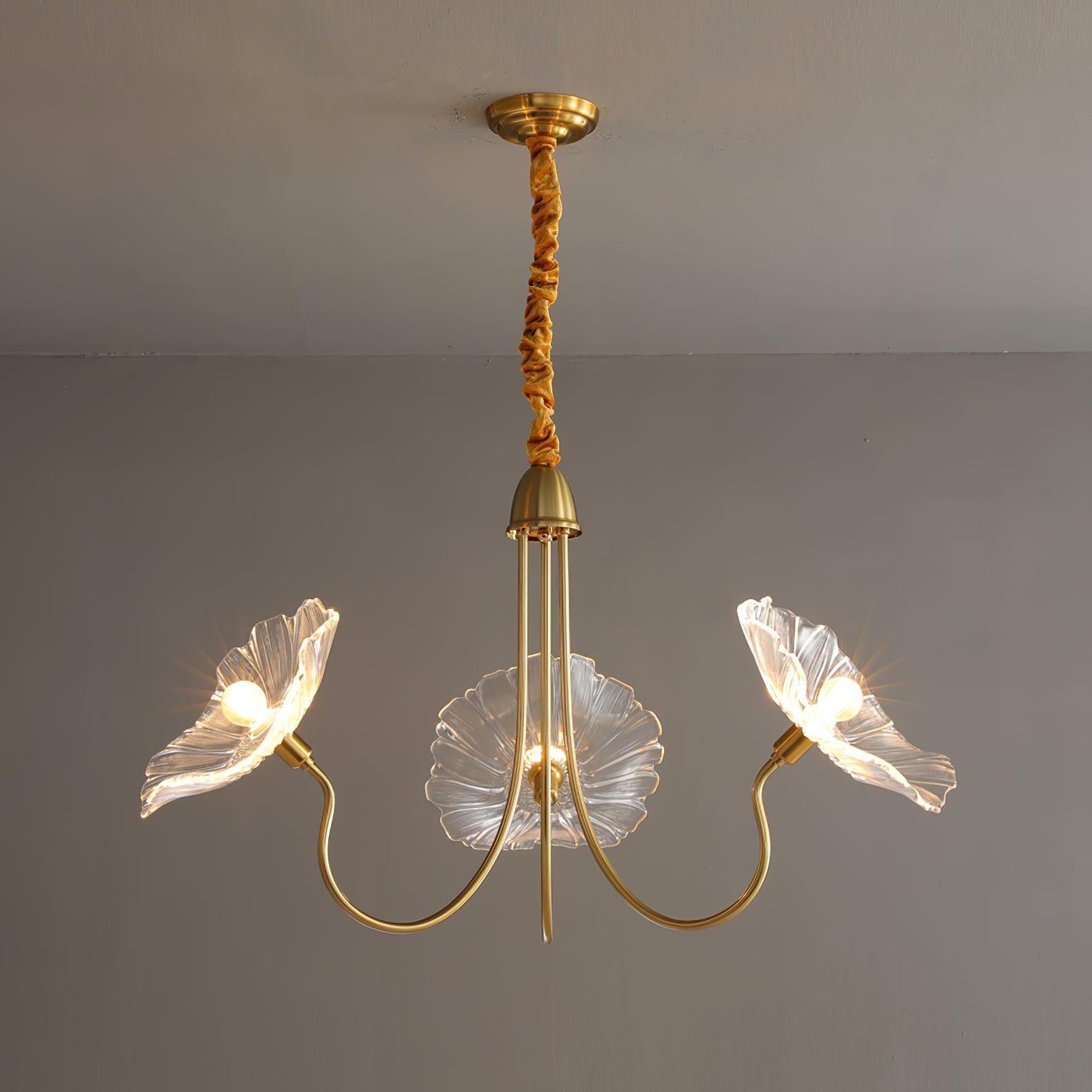 Artistic Glass Chandelier – Lotus Leaf Shape Hanging Ceiling Lamp