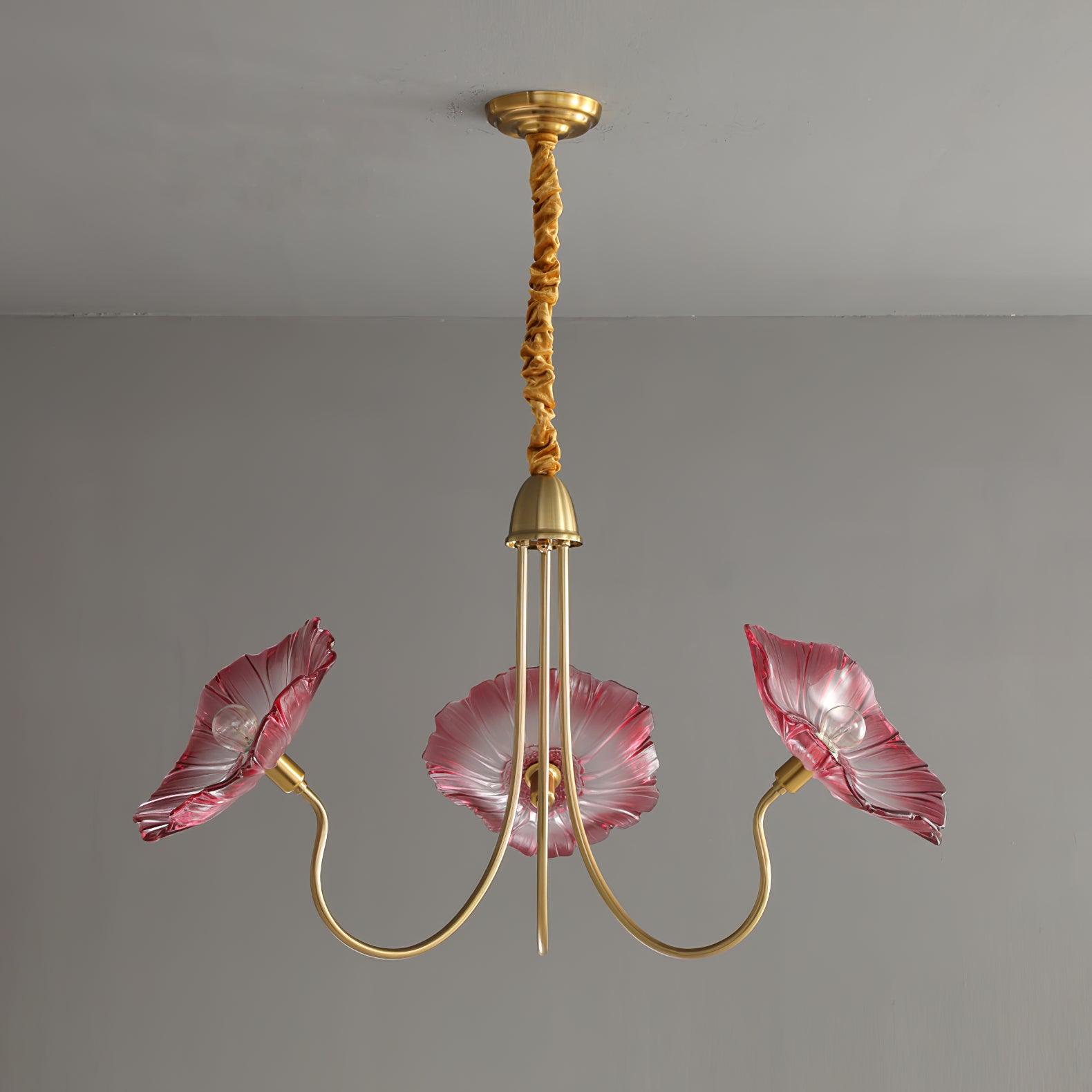 Artistic Glass Chandelier – Lotus Leaf Shape Hanging Ceiling Lamp