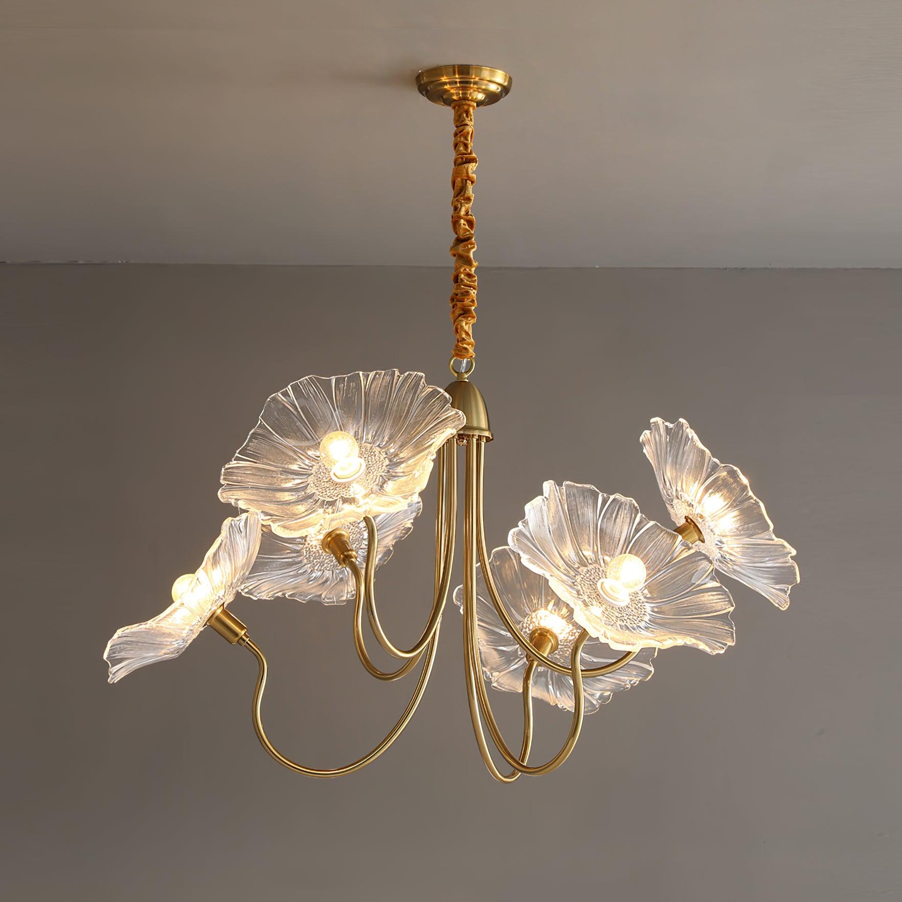Artistic Glass Chandelier – Lotus Leaf Shape Hanging Ceiling Lamp