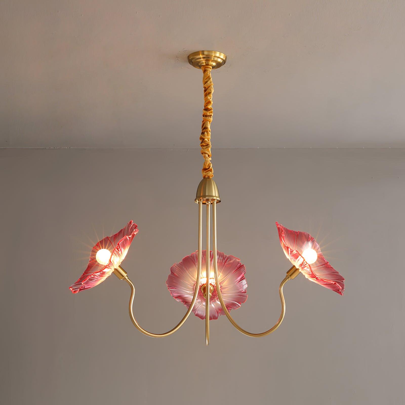 Artistic Glass Chandelier – Lotus Leaf Shape Hanging Ceiling Lamp