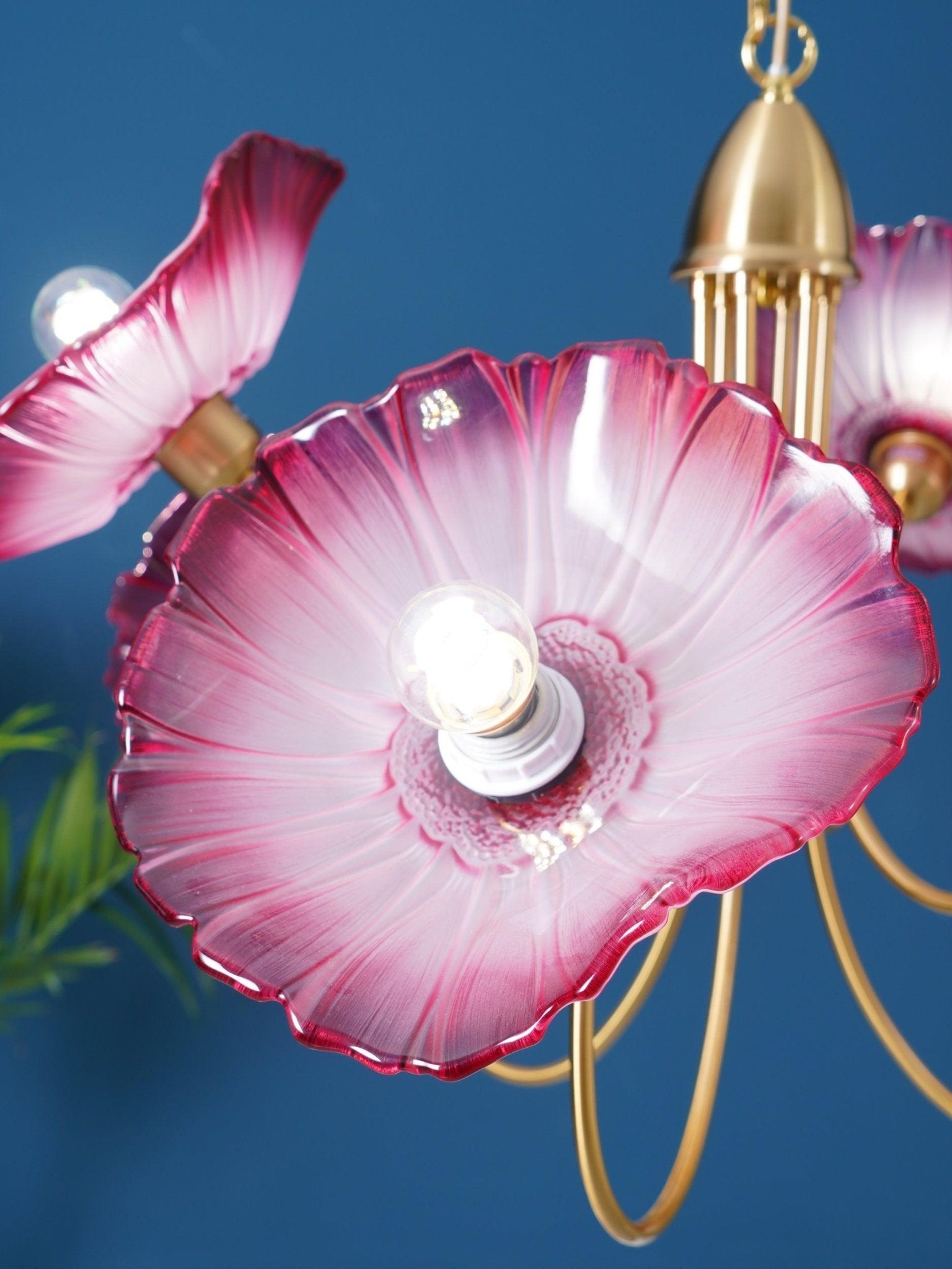 Artistic Glass Chandelier – Lotus Leaf Shape Hanging Ceiling Lamp