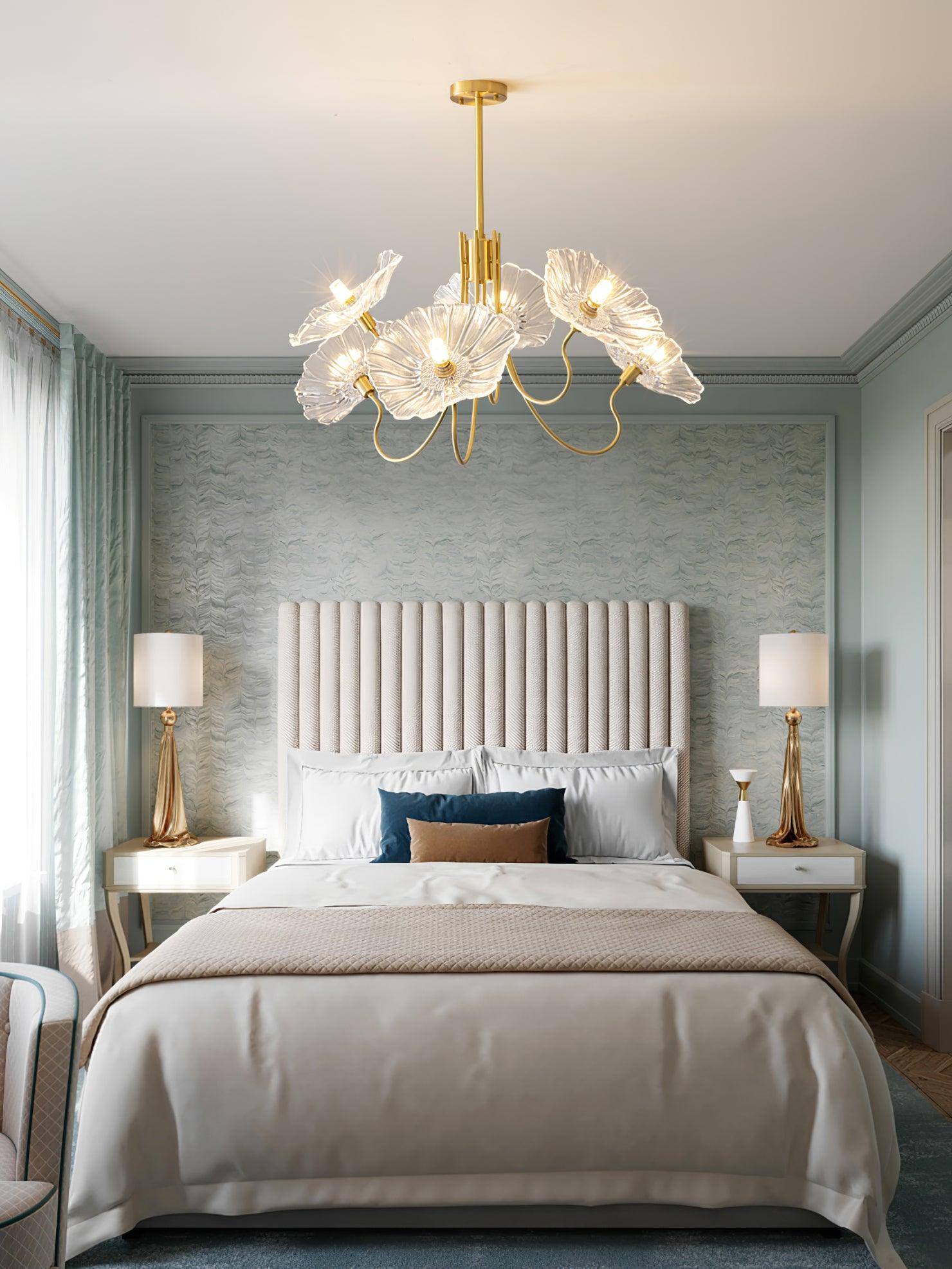 Artistic Glass Chandelier – Lotus Leaf Shape Hanging Ceiling Lamp