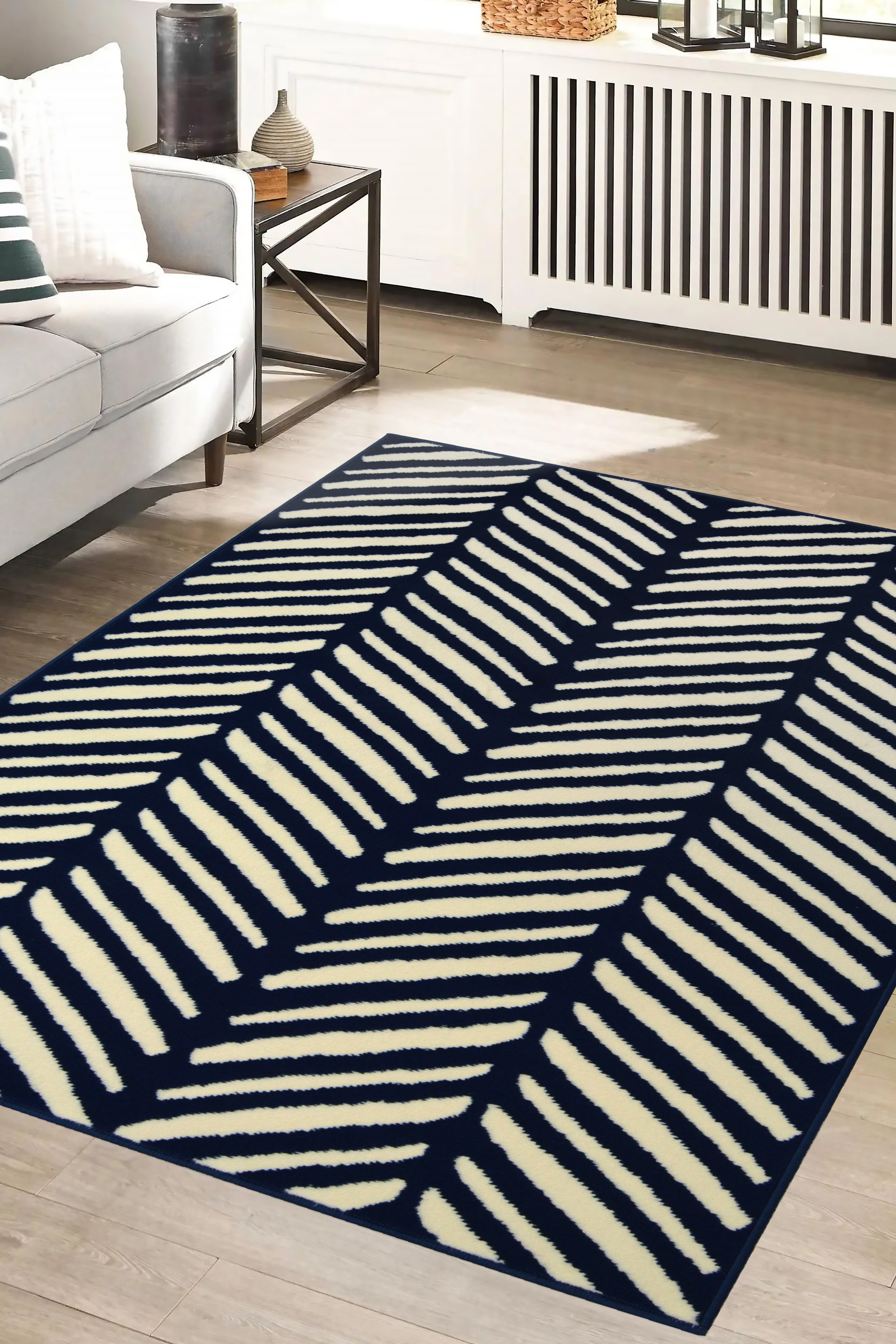 Durable Indoor Rug - Herringbone Design