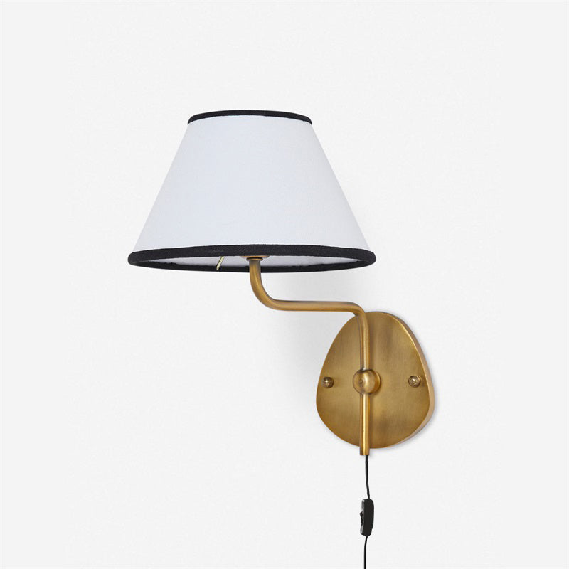 Brass Frame Plug-in Wall Sconce - Fabric Shade Design