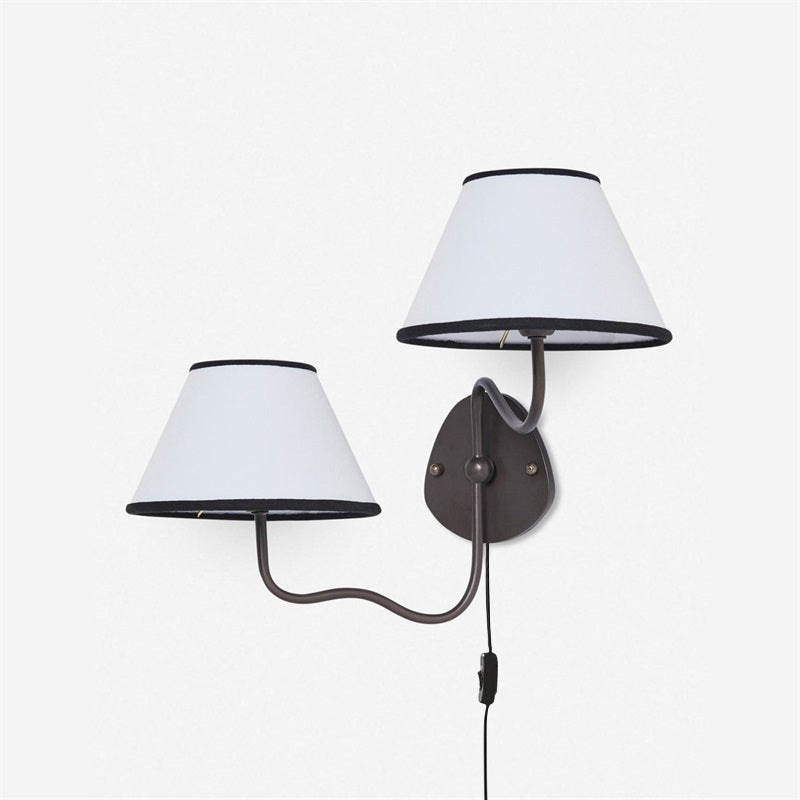 Brass Frame Plug-in Wall Sconce - Fabric Shade Design