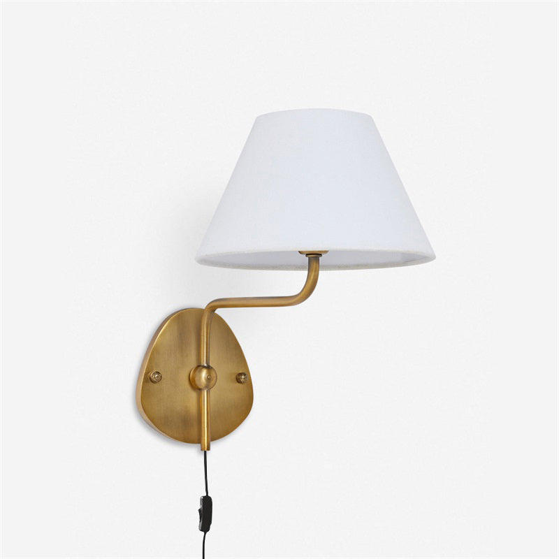 Brass Frame Plug-in Wall Sconce - Fabric Shade Design