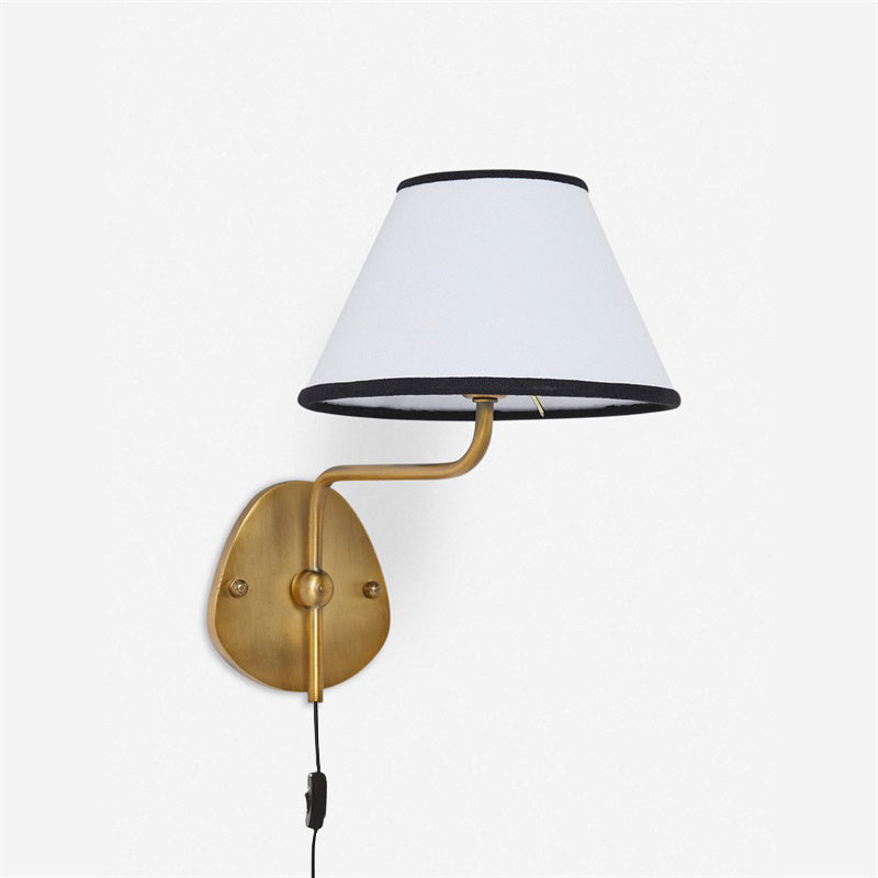 Brass Frame Plug-in Wall Sconce - Fabric Shade Design