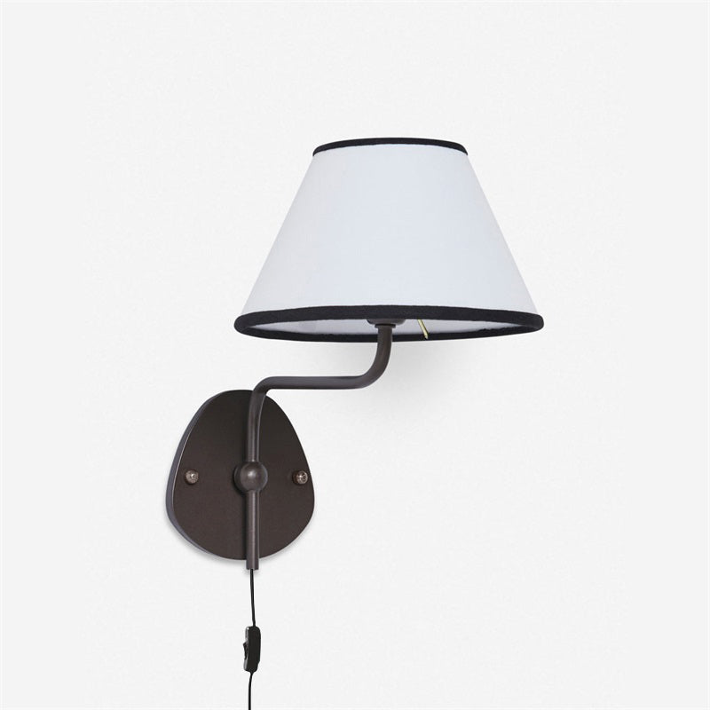 Brass Frame Plug-in Wall Sconce - Fabric Shade Design