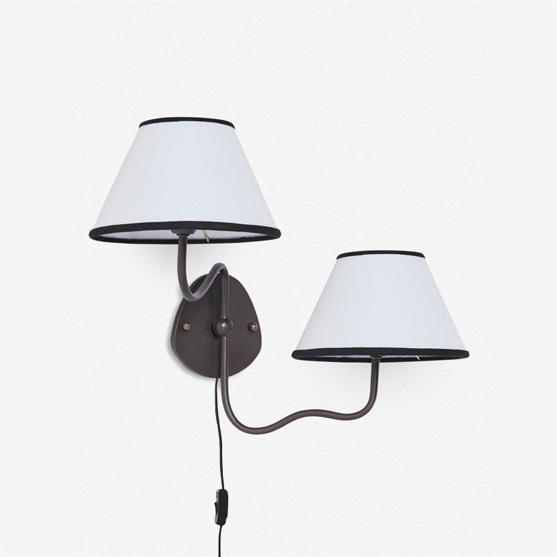 Brass Frame Plug-in Wall Sconce - Fabric Shade Design