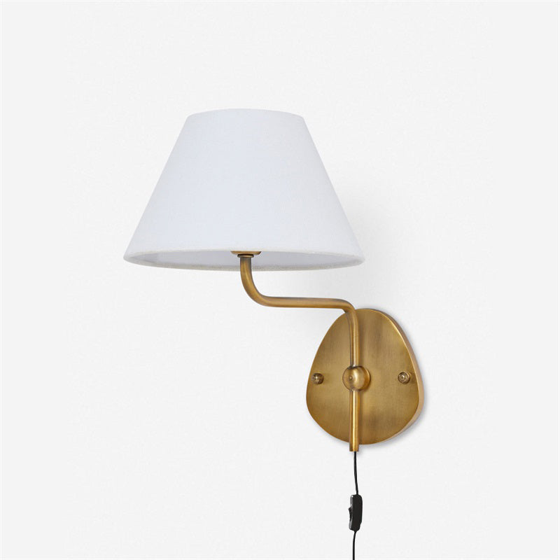 Brass Frame Plug-in Wall Sconce - Fabric Shade Design
