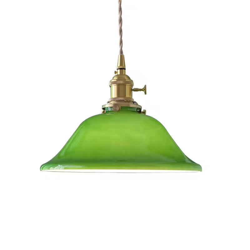 Dome Bell Pendant Lamp – Rustic Green Glass Shade