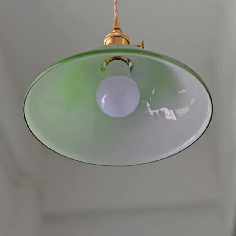 Dome Bell Pendant Lamp – Rustic Green Glass Shade