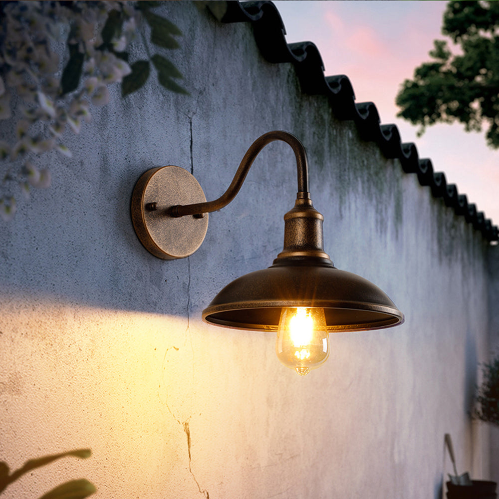 Weather-Resistant Outdoor Bowl Light with Rustic Brass Finish
