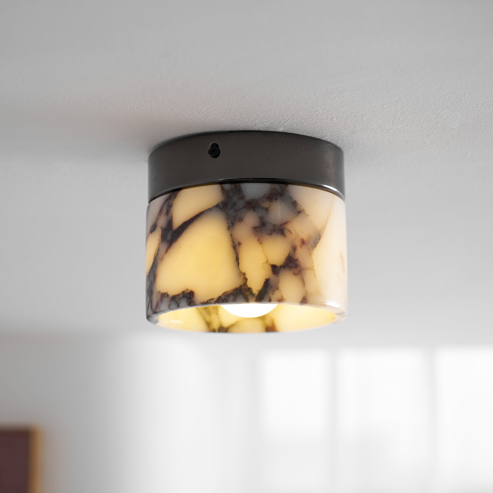 Minimalist Round Marble Ceiling Light – Flush Mount Fixture