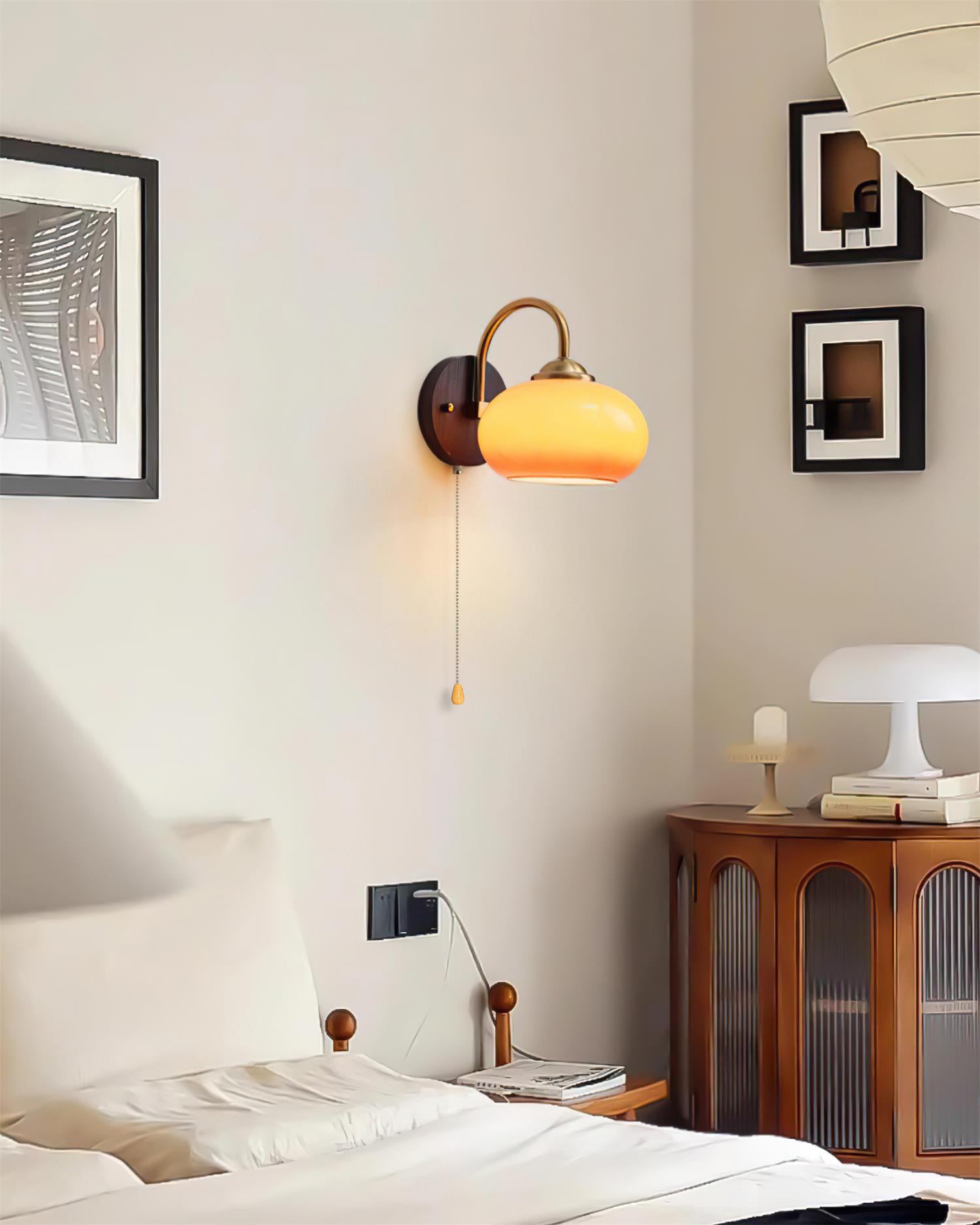 Vintage-Style Glass Dome Shade Wall Lamp – Arched Arm Fixture