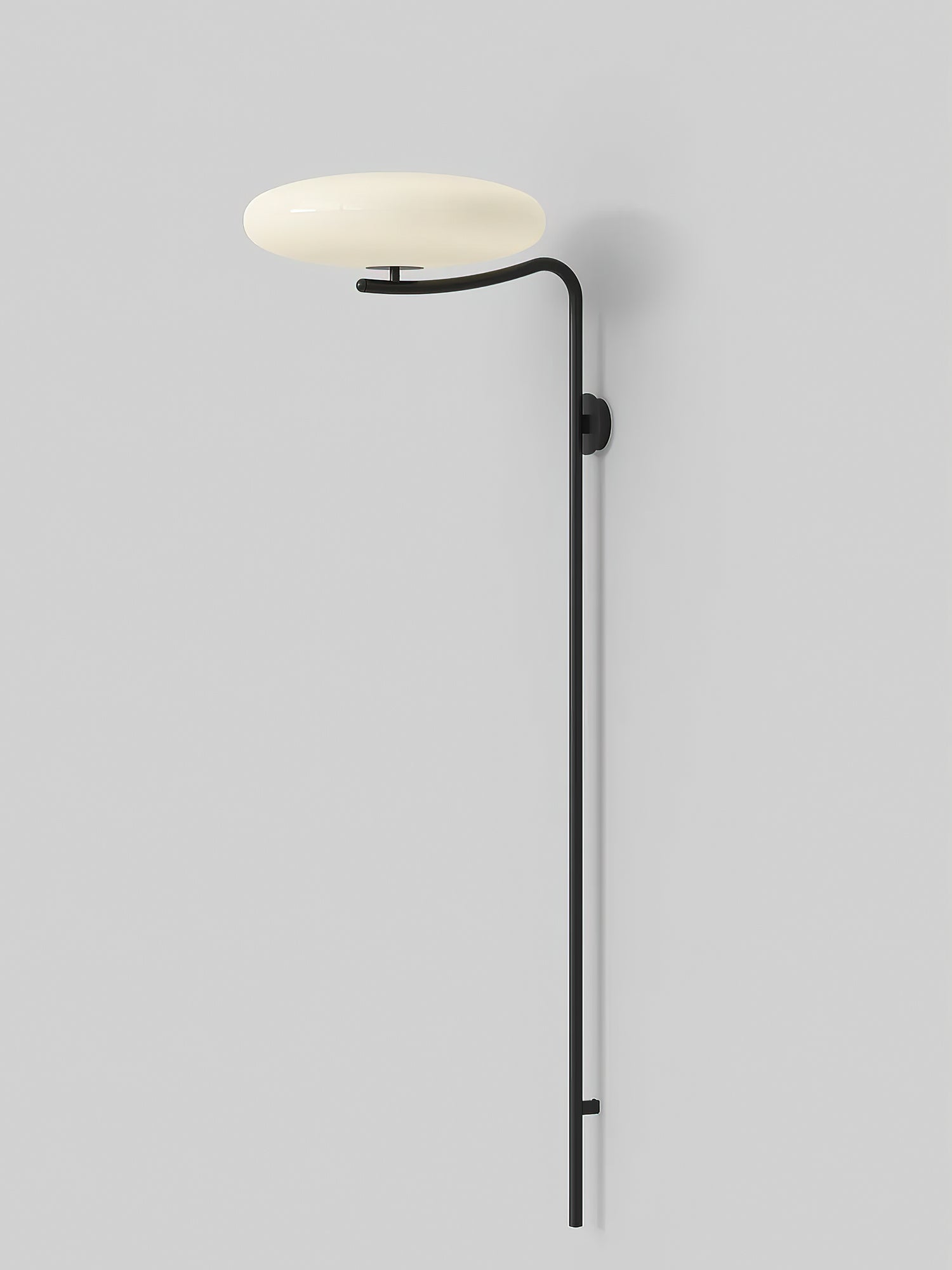 Minimalist LED Arc Wall Lamp – Plug-in Sconce With Circular Opal Shade
