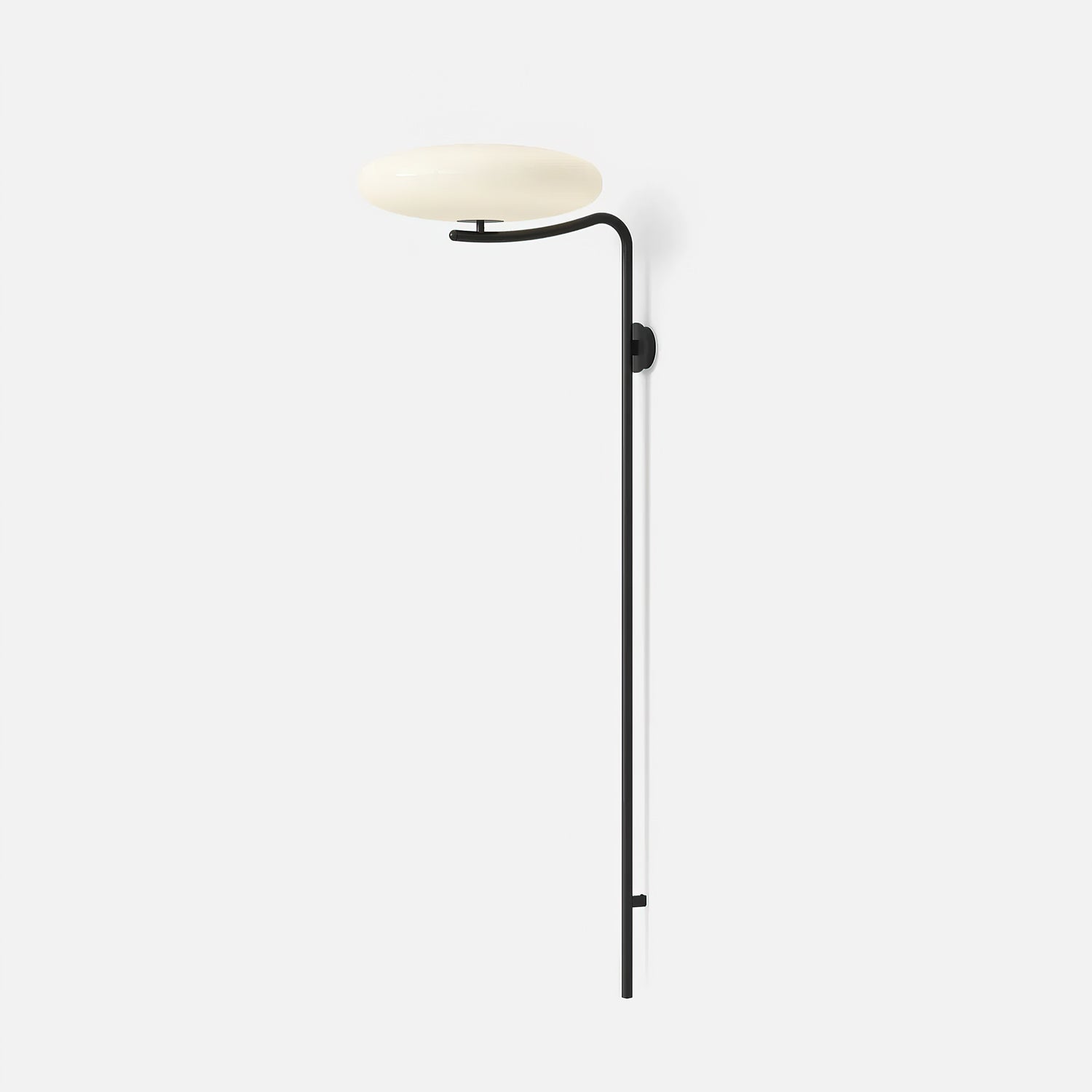 Minimalist LED Arc Wall Lamp – Plug-in Sconce With Circular Opal Shade