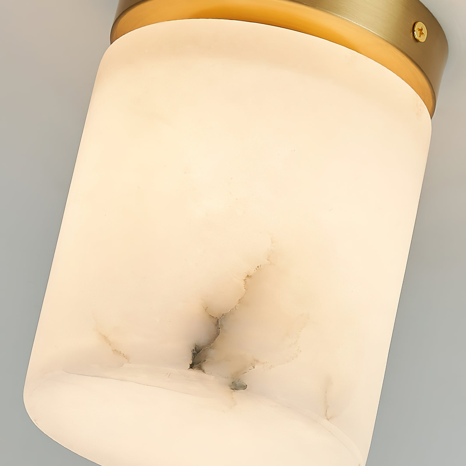 Alabaster and Brass Ceiling Light – Compact Flush Mount Fixture