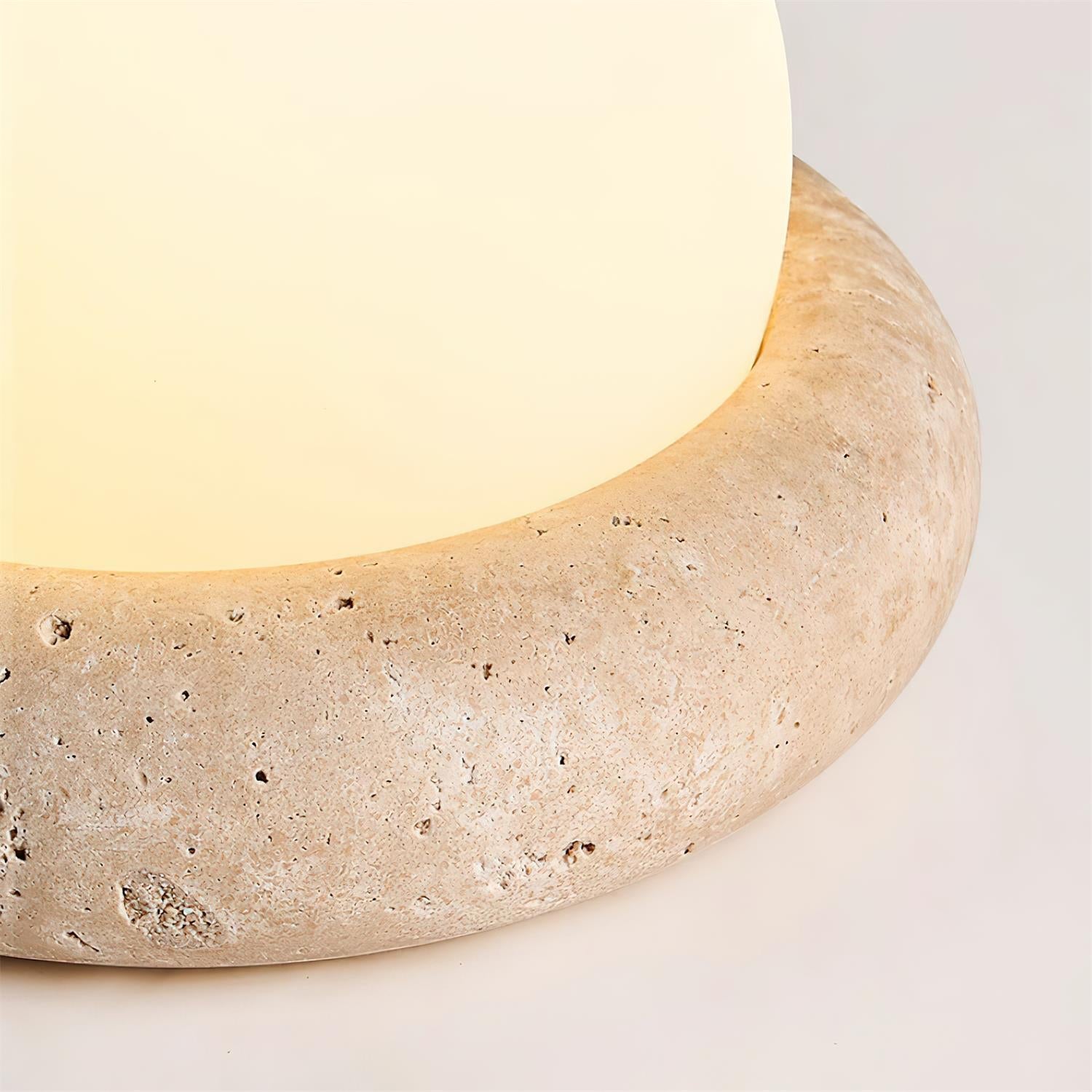 Modern Beige Travertine Table Lamp – Soft Ambient Lighting