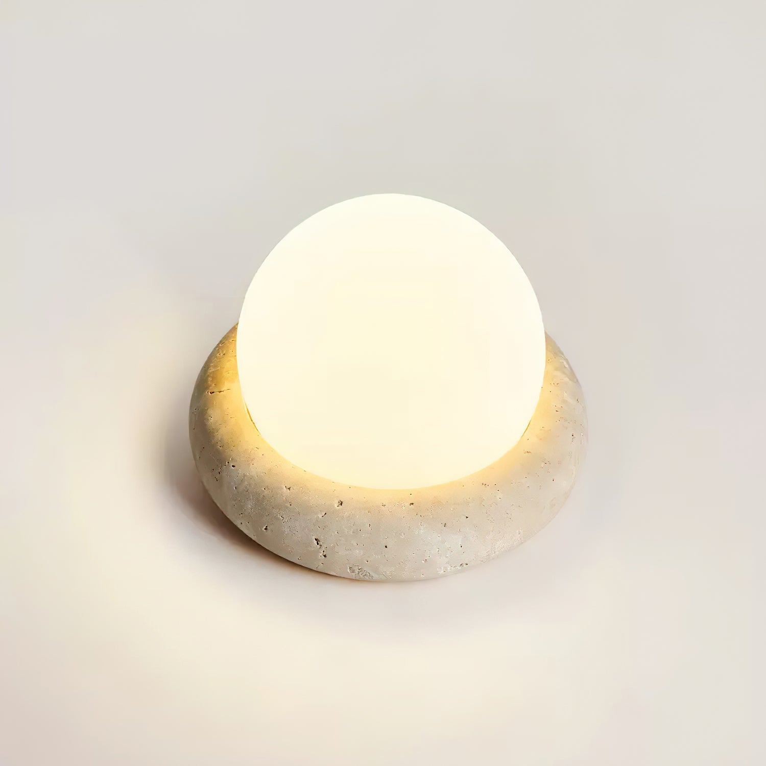 Modern Beige Travertine Table Lamp – Soft Ambient Lighting