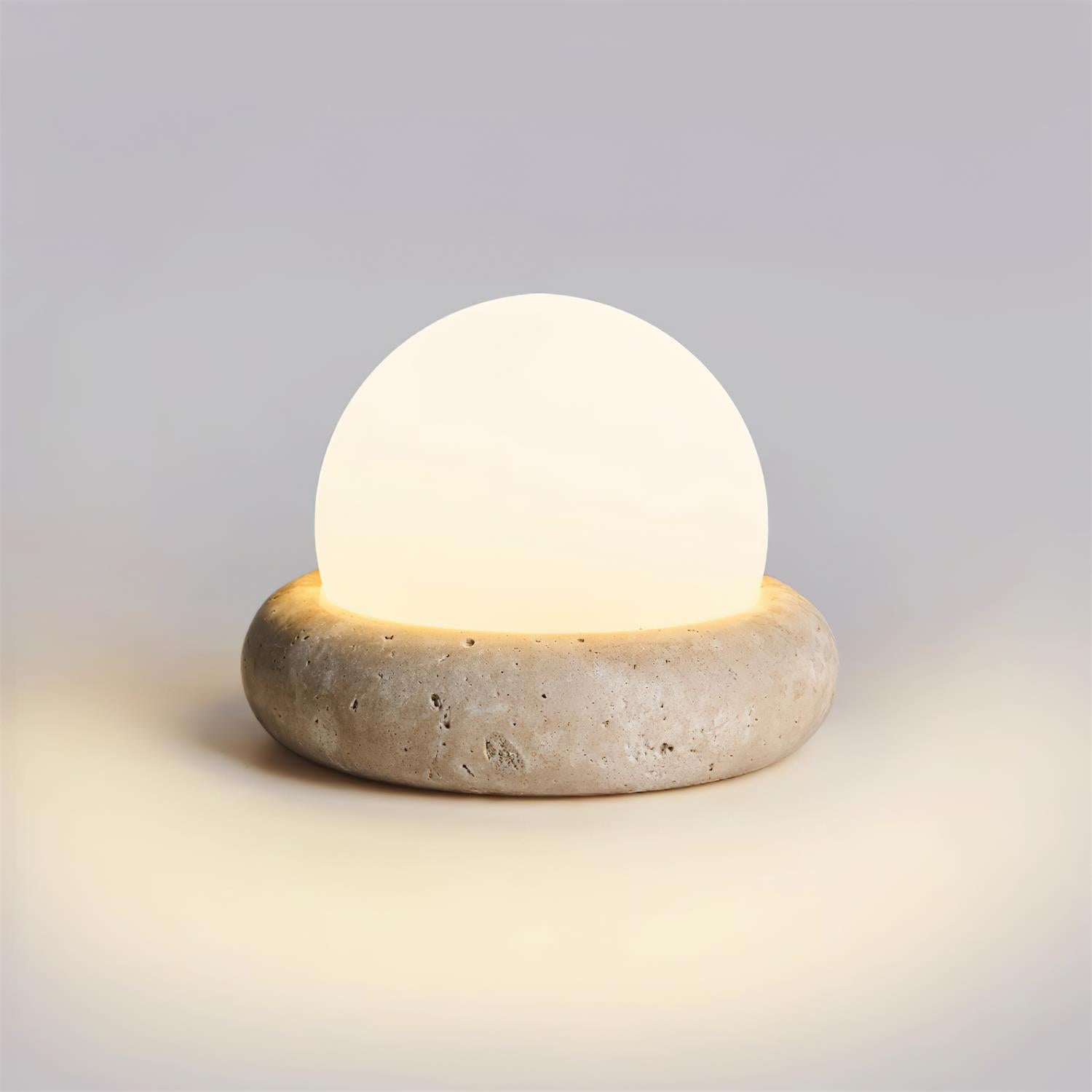 Modern Beige Travertine Table Lamp – Soft Ambient Lighting