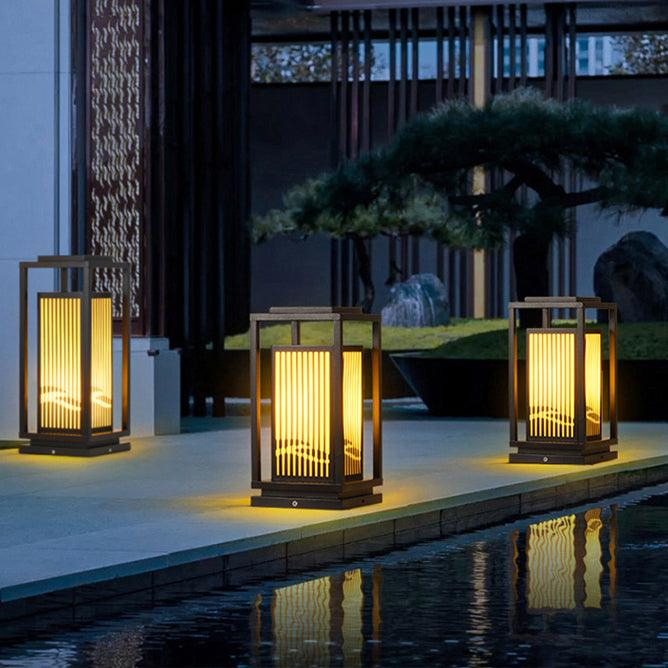 Solar-Powered Cage Outdoor Post Light