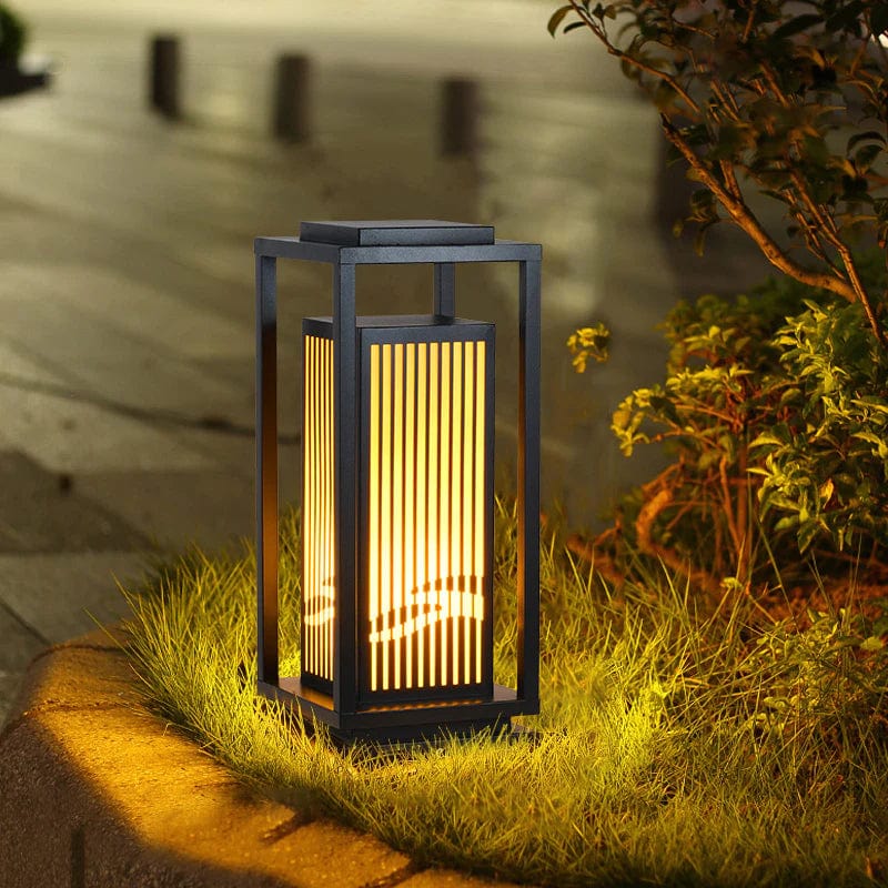 Solar-Powered Cage Outdoor Post Light