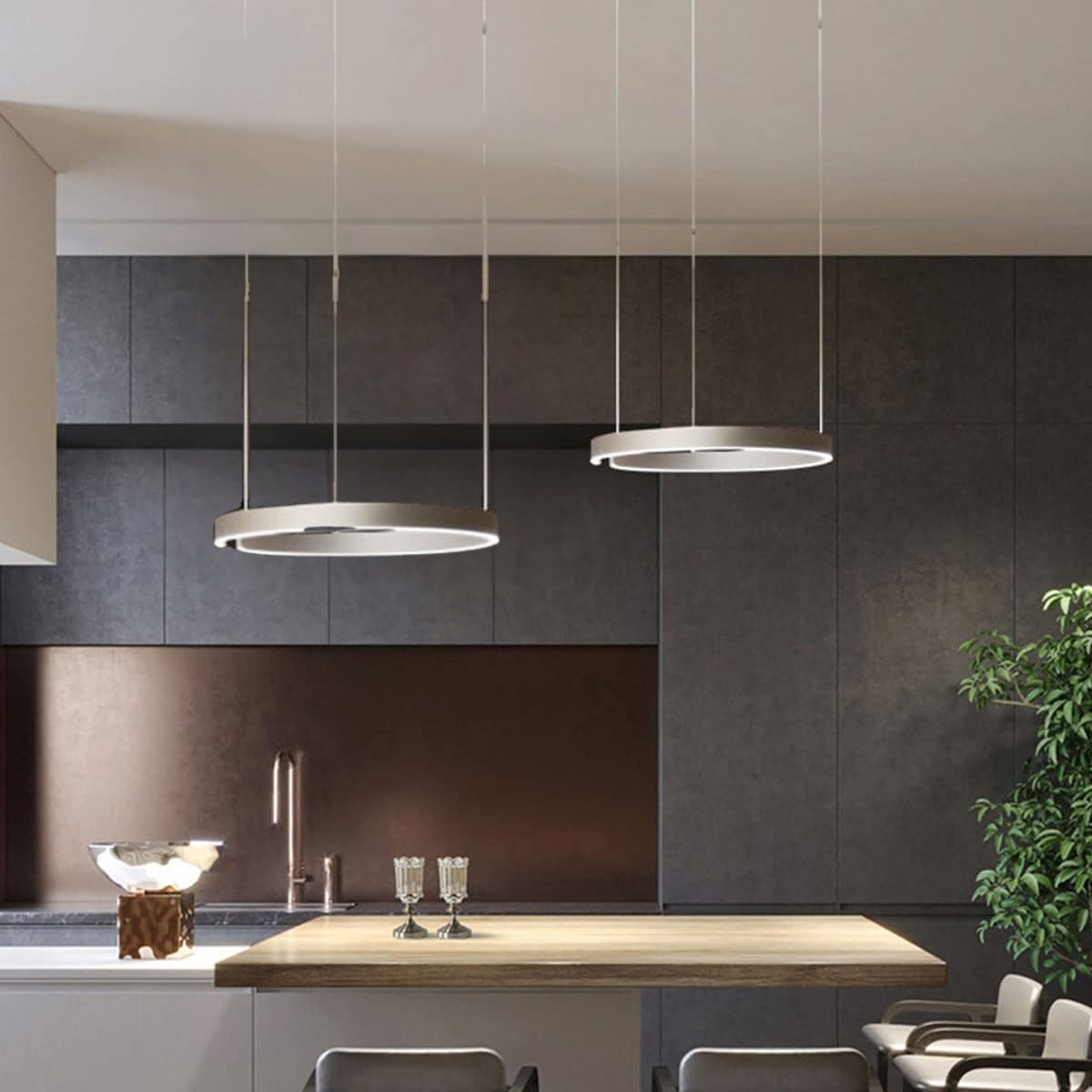 Sleek LED Ring-Shape Pendant Light