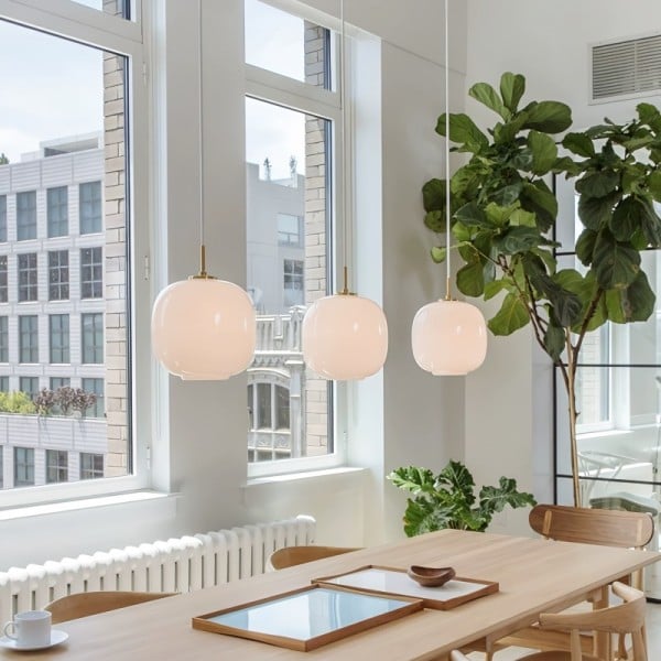 Scandinavian Radius Pendant Lamp | Opal Glass Globe