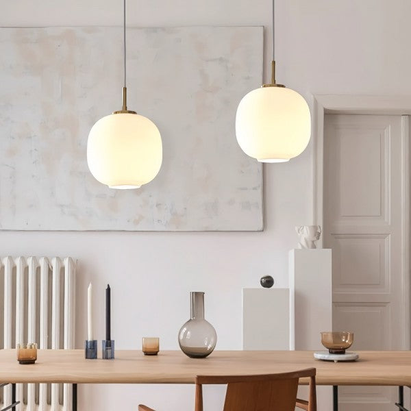 Scandinavian Radius Pendant Lamp | Opal Glass Globe