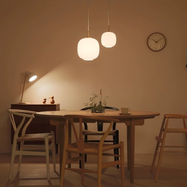 Scandinavian Radius Pendant Lamp | Opal Glass Globe