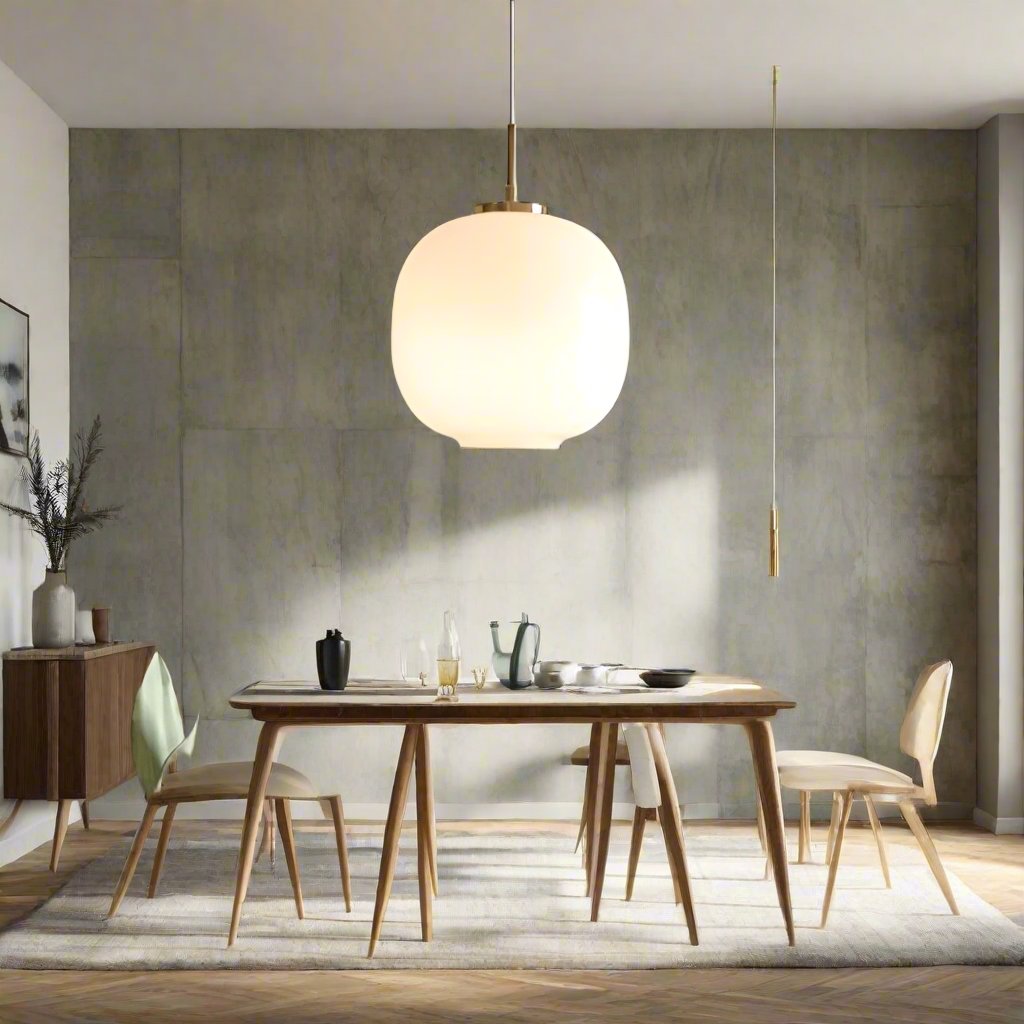 Scandinavian Radius Pendant Lamp | Opal Glass Globe