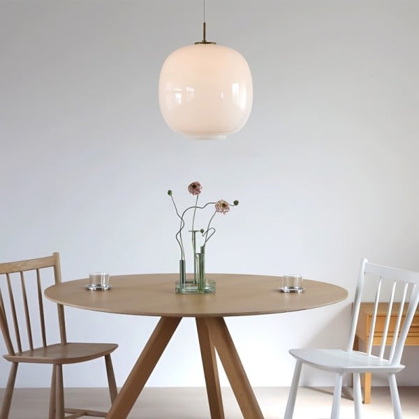 Scandinavian Radius Pendant Lamp | Opal Glass Globe