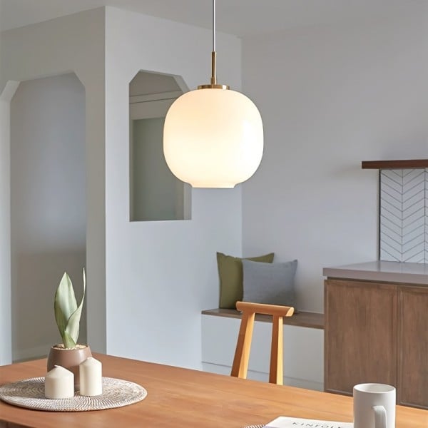 Scandinavian Radius Pendant Lamp | Opal Glass Globe