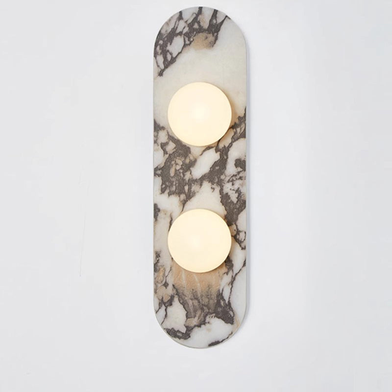 Marble Wall Sconce with Opaline Glass Globe – Mid-Century Inspired Light