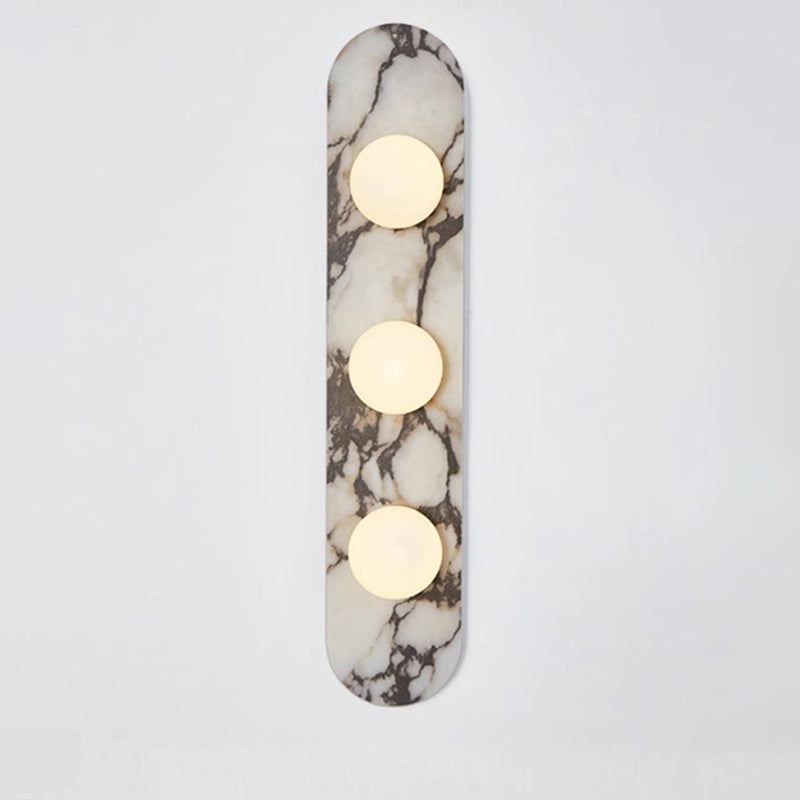 Marble Wall Sconce with Opaline Glass Globe – Mid-Century Inspired Light