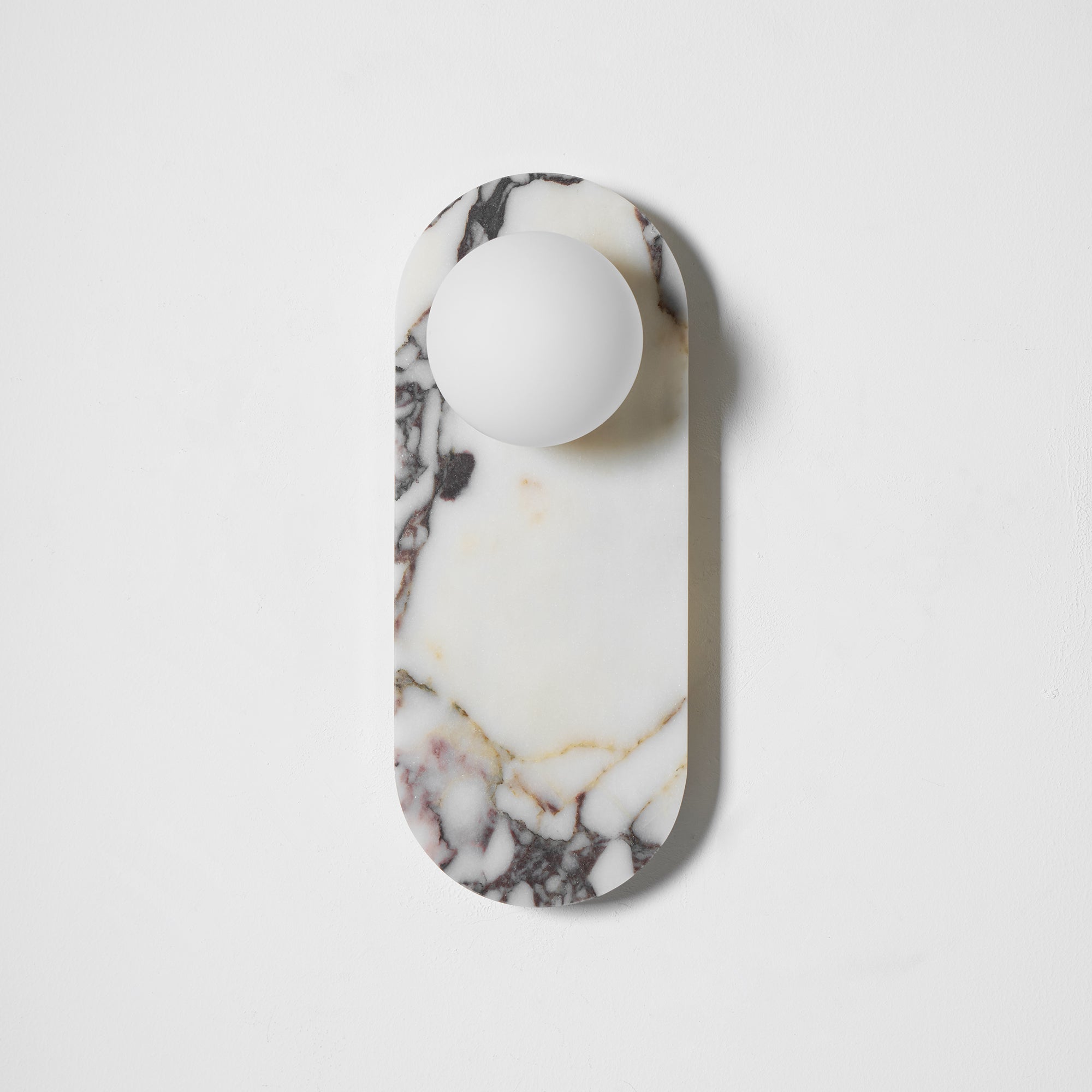 Marble Wall Sconce with Opaline Glass Globe – Mid-Century Inspired Light