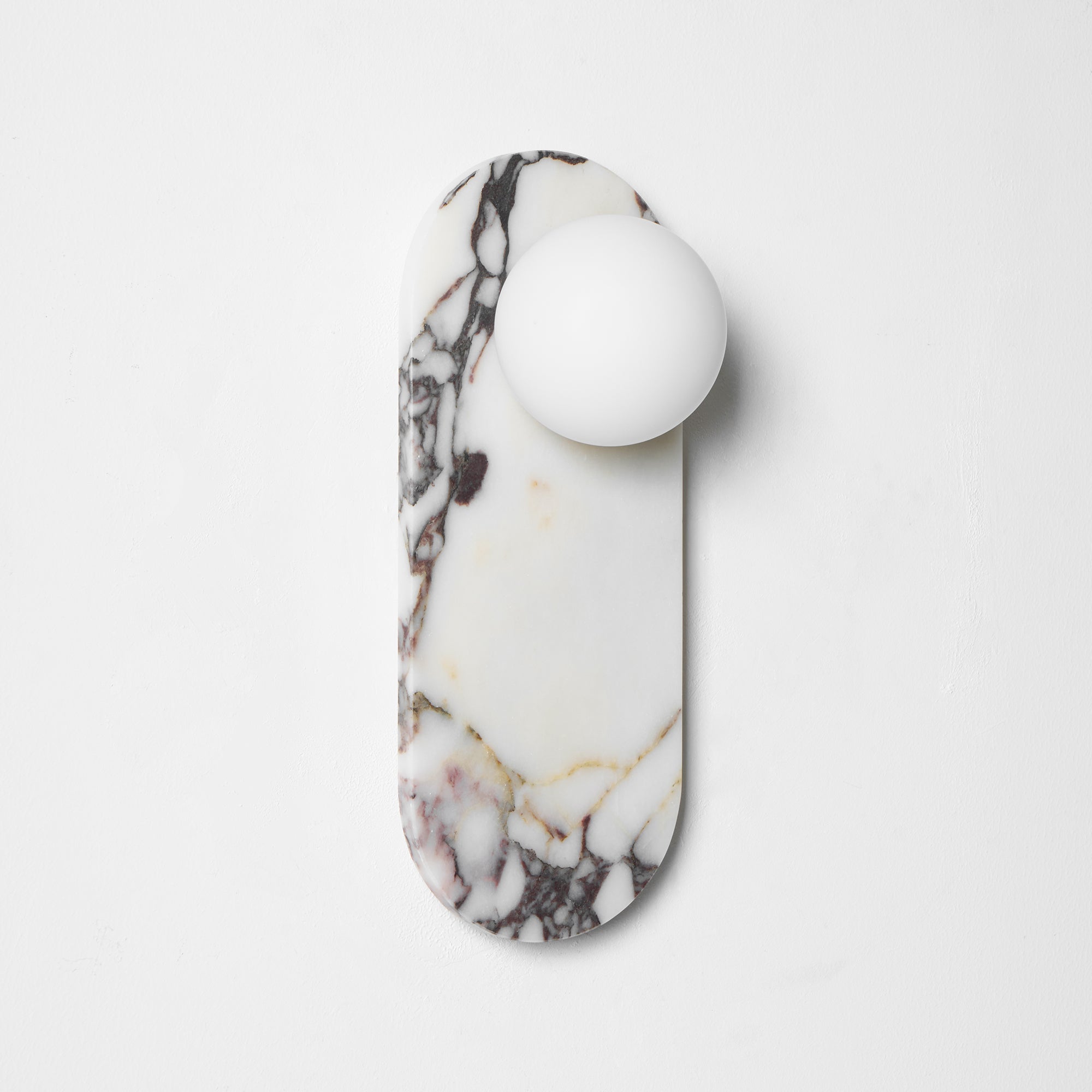 Marble Wall Sconce with Opaline Glass Globe – Mid-Century Inspired Light