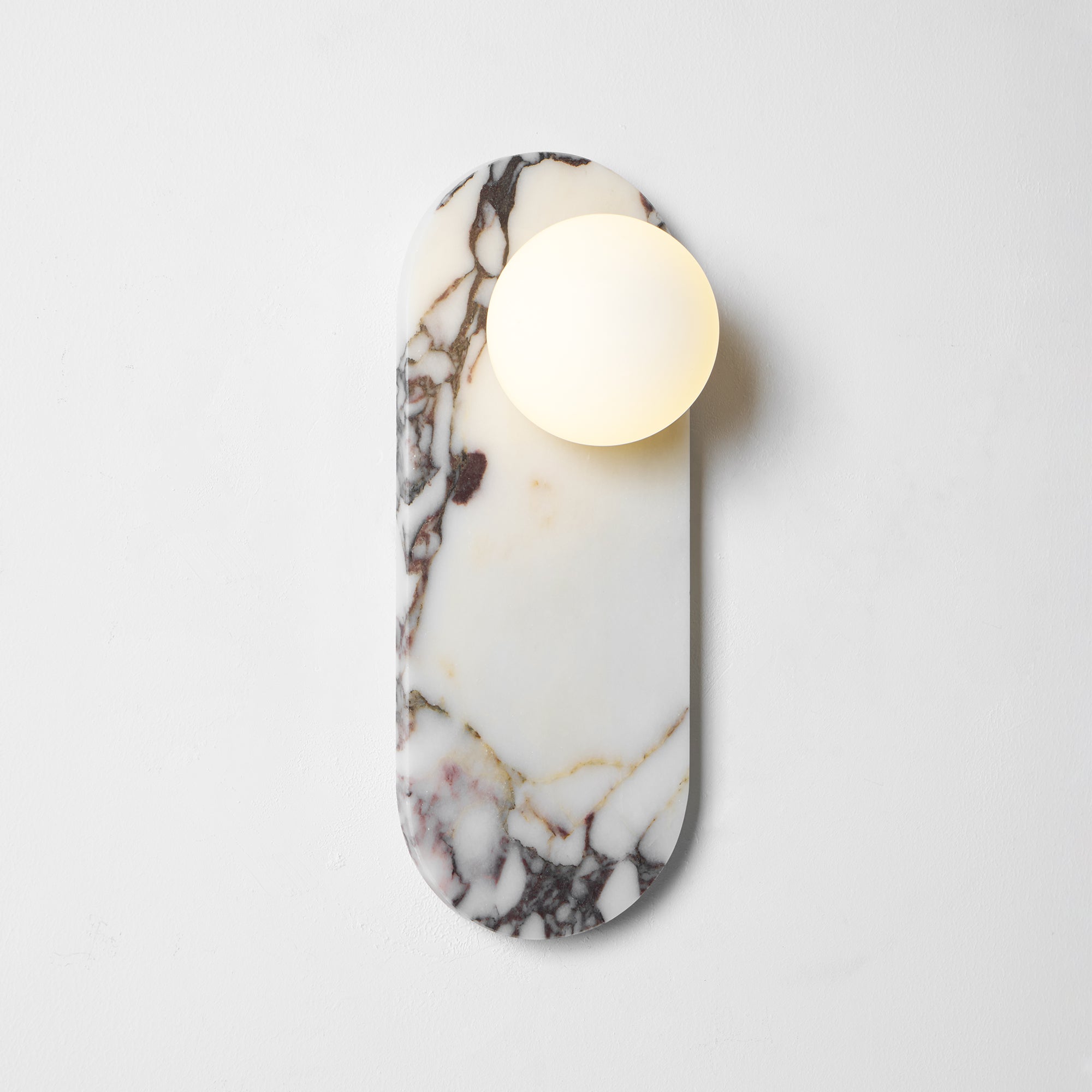 Marble Wall Sconce with Opaline Glass Globe – Mid-Century Inspired Light