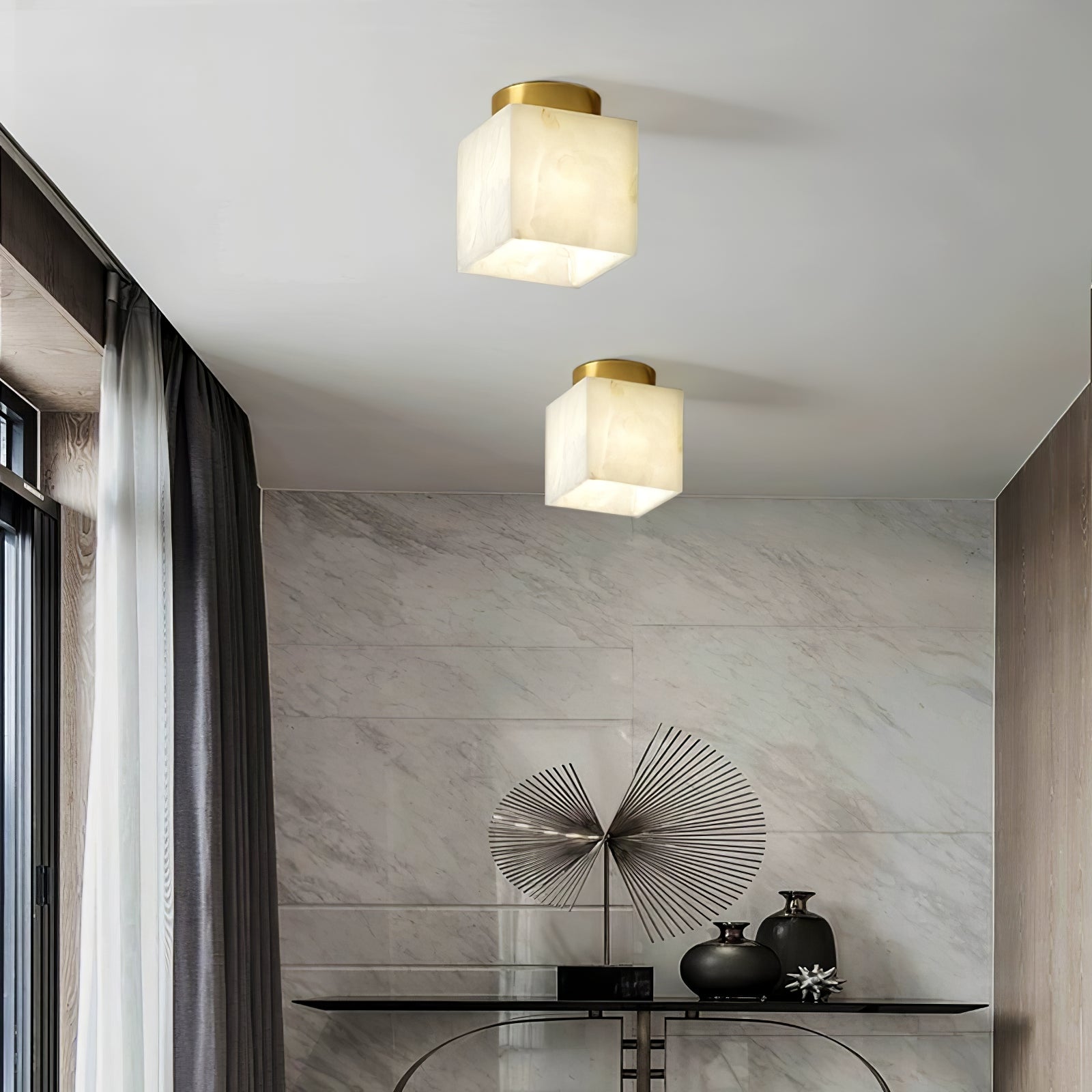 Glowing Moon Alabaster LED Ceiling Light
