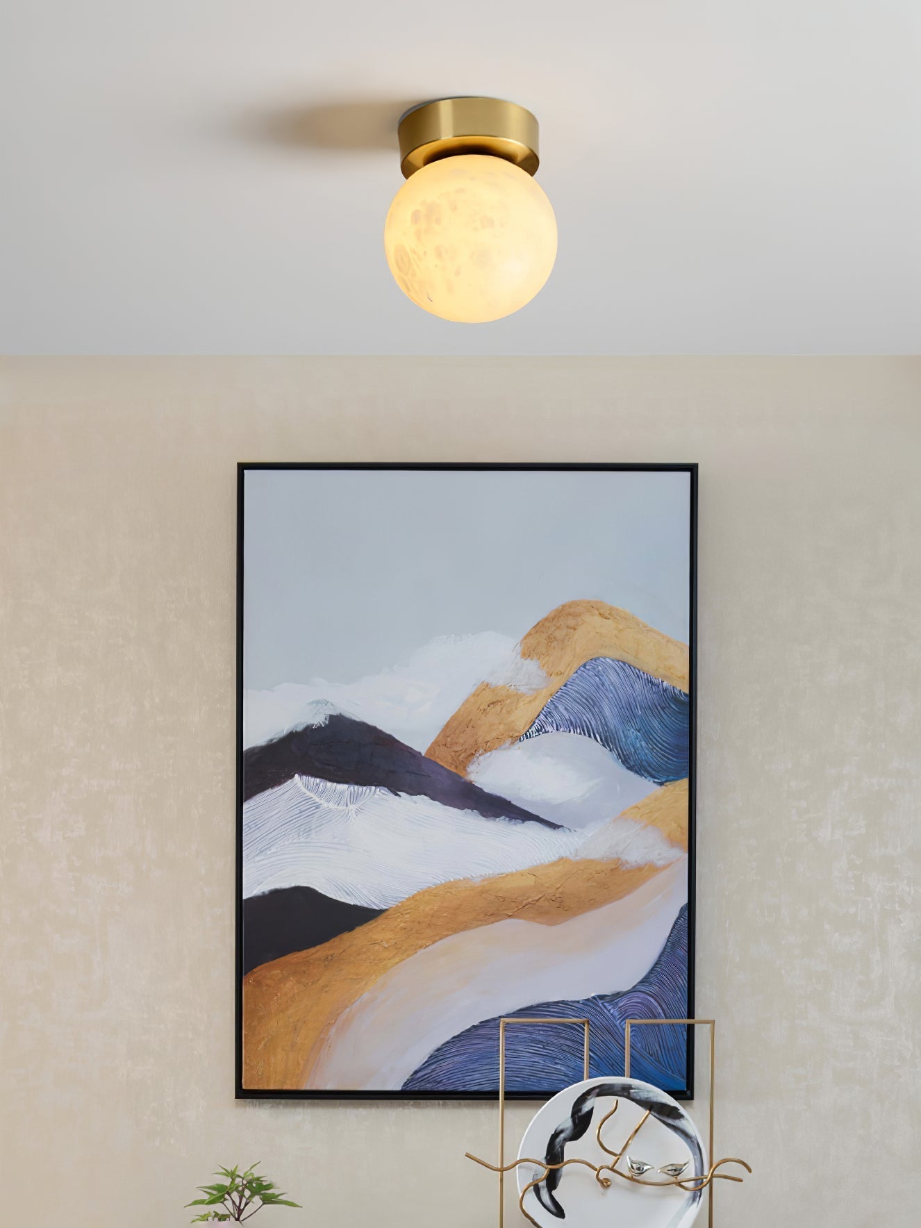 Glowing Moon Alabaster LED Ceiling Light