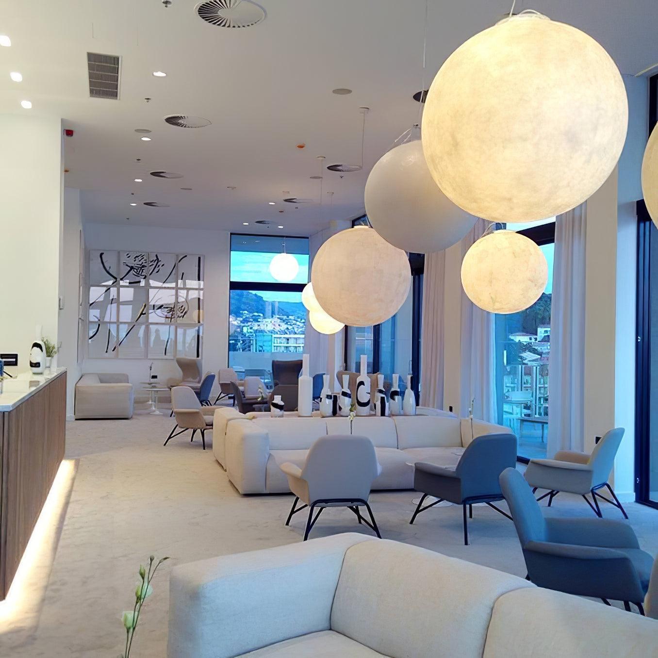 Moon-Shaped Pendant Lamp – Modern Celestial Ceiling Lamp