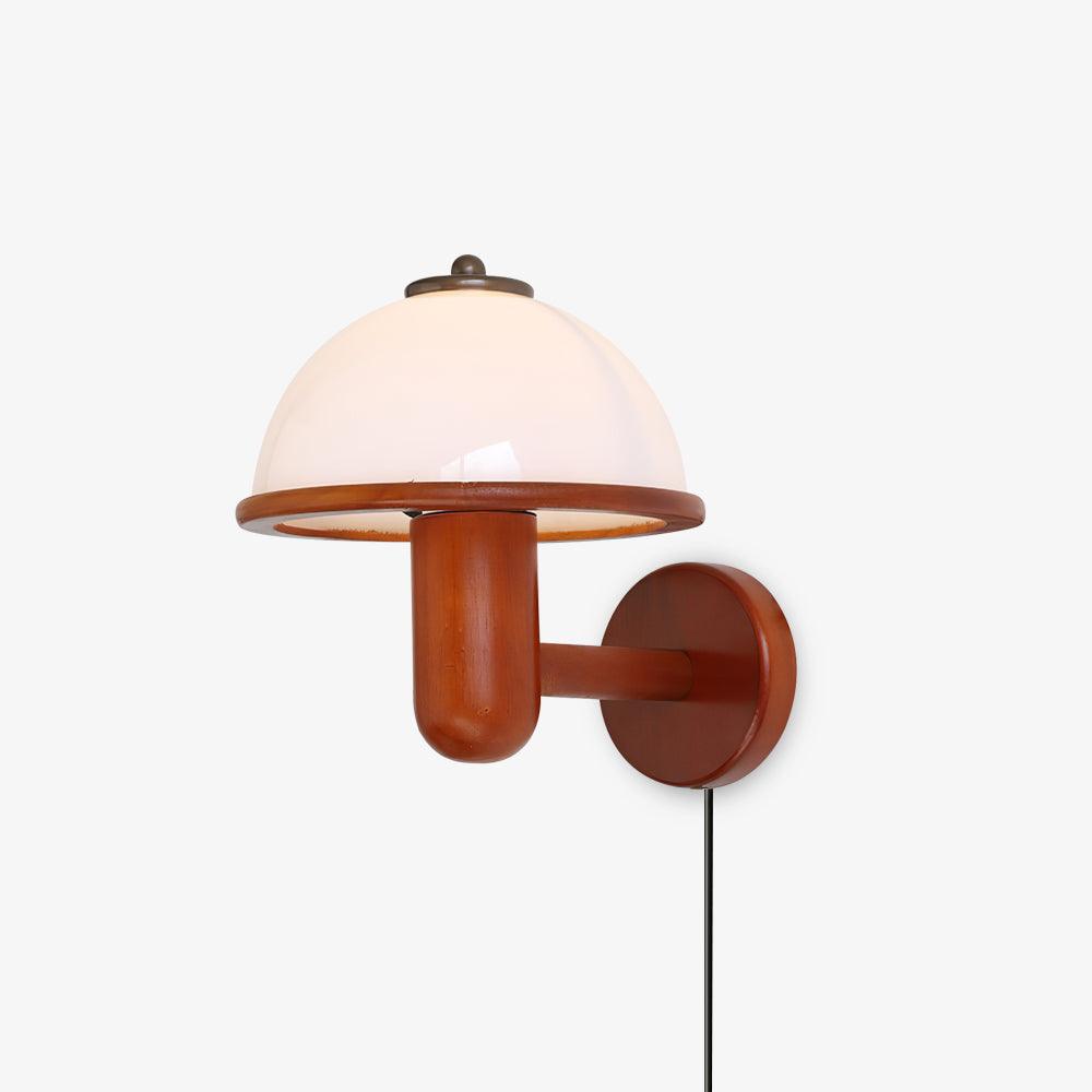 Wooden Mushroom Wall Lamp – Soft Diffuse LED Lighting