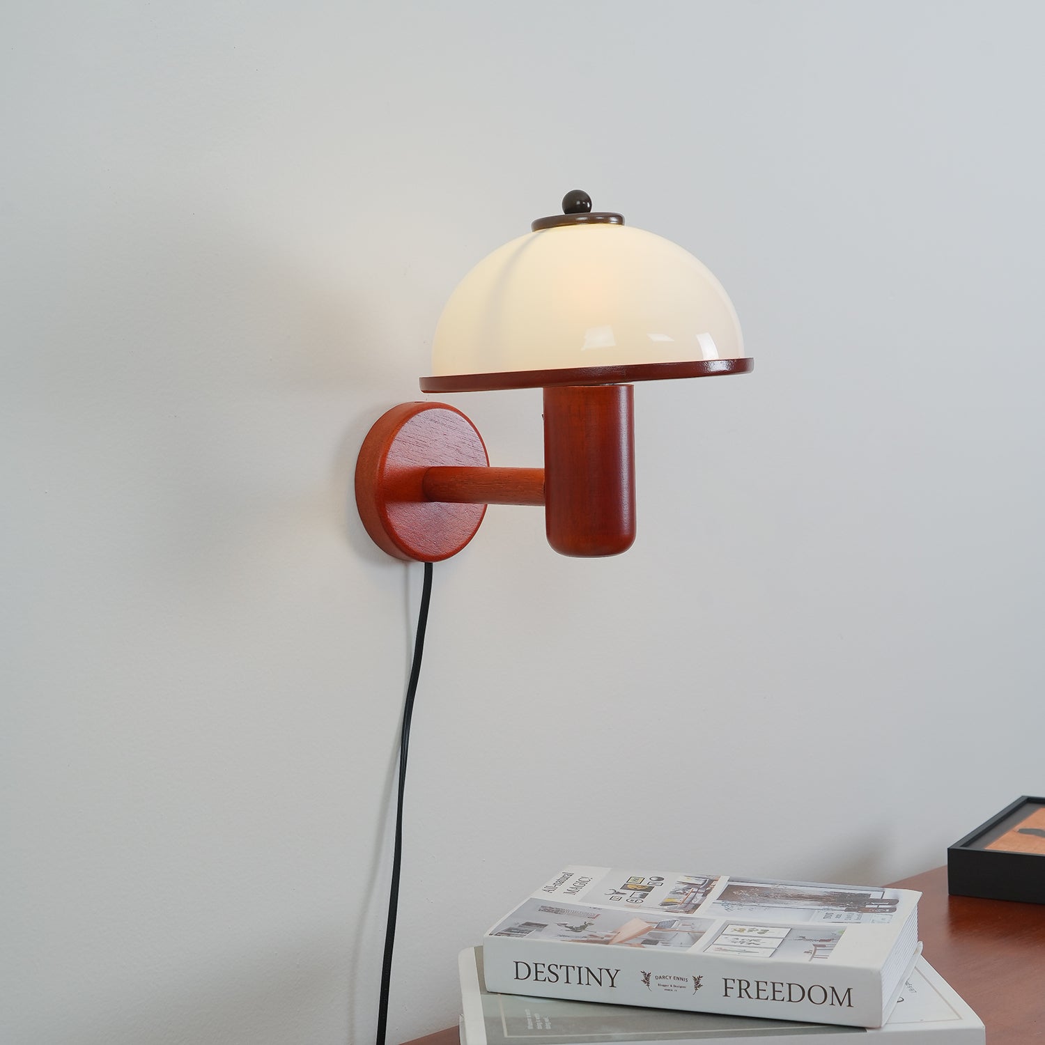 Wooden Mushroom Wall Lamp – Soft Diffuse LED Lighting