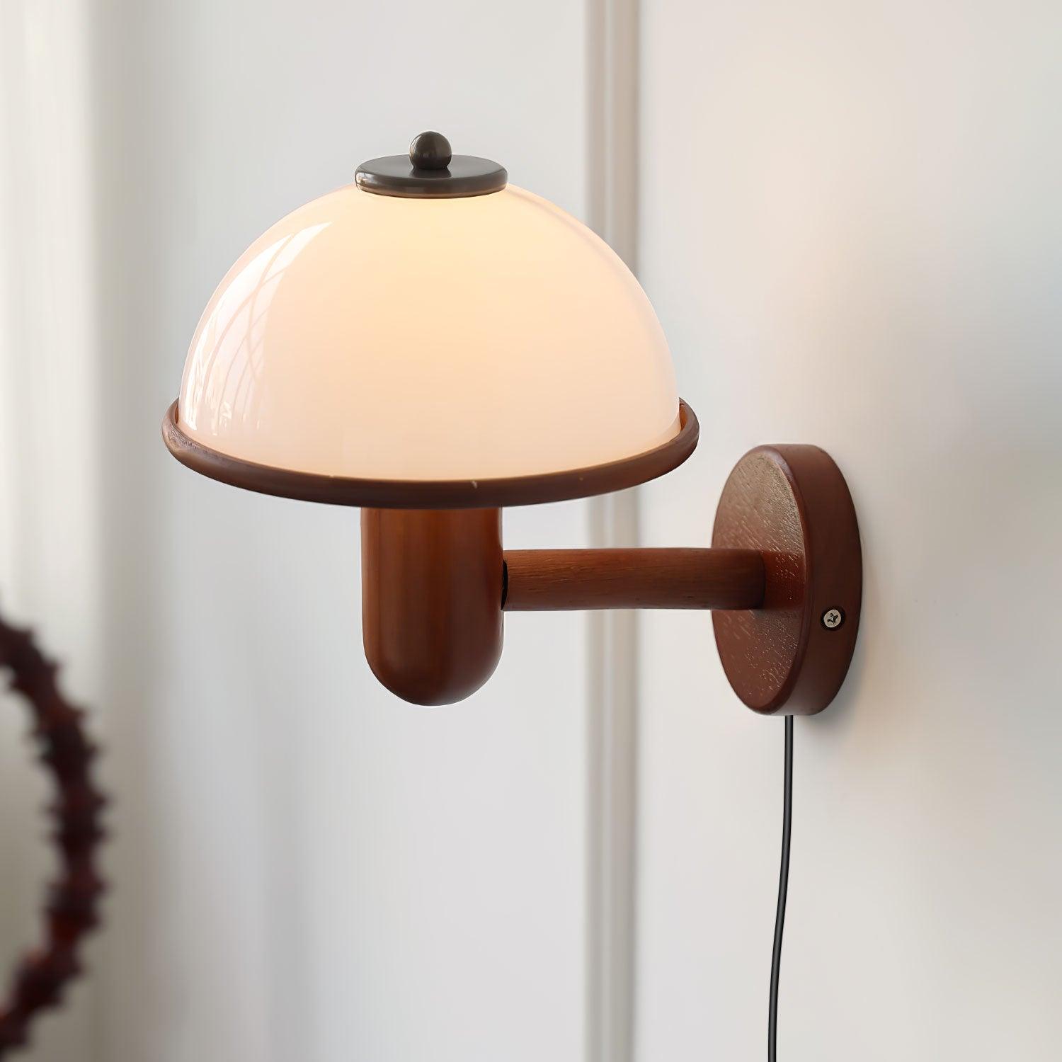 Wooden Wall Fixture with Mushroom Shape | Wall Sconce